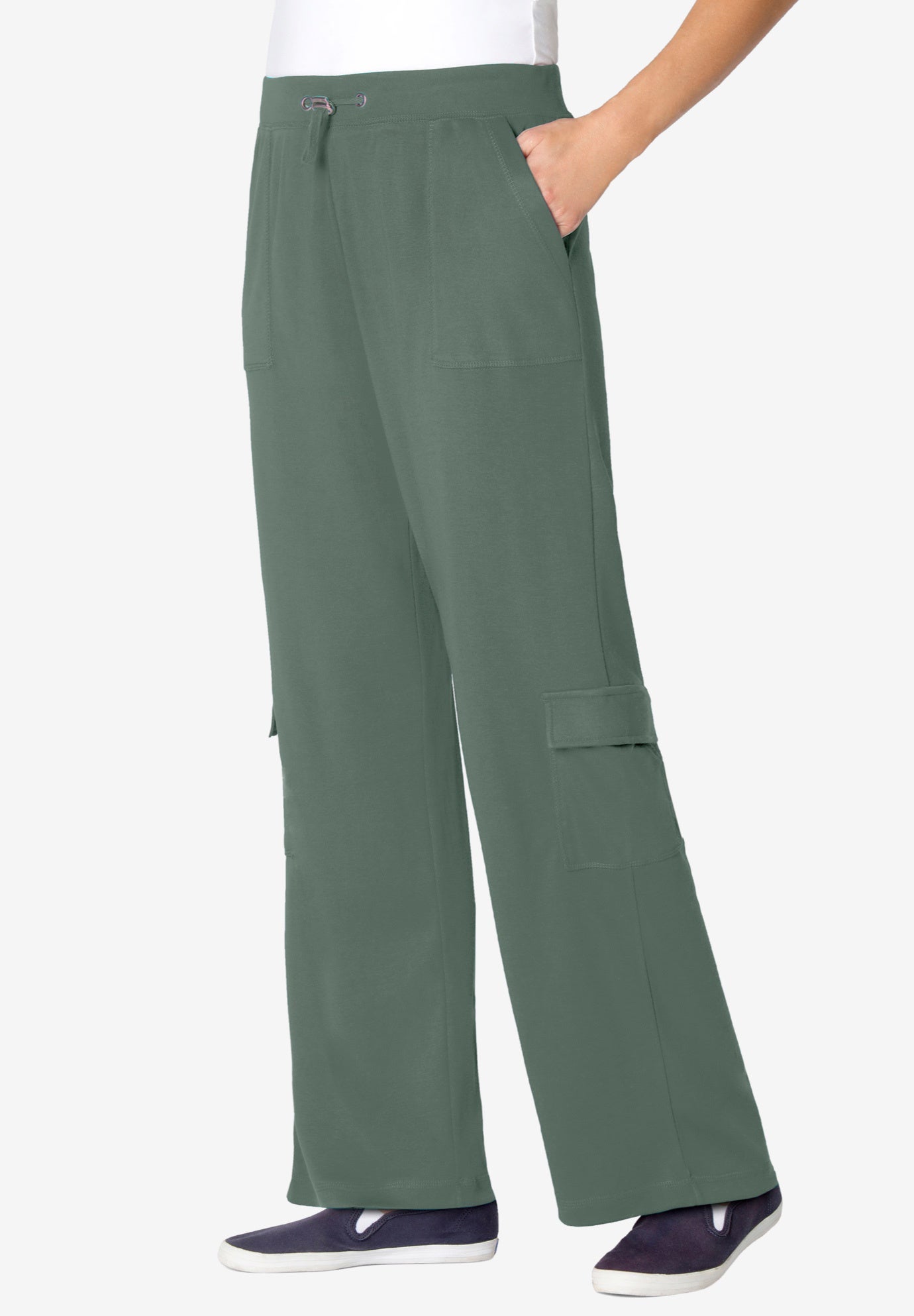 Pull On Knit Cargo Pant Woman Within