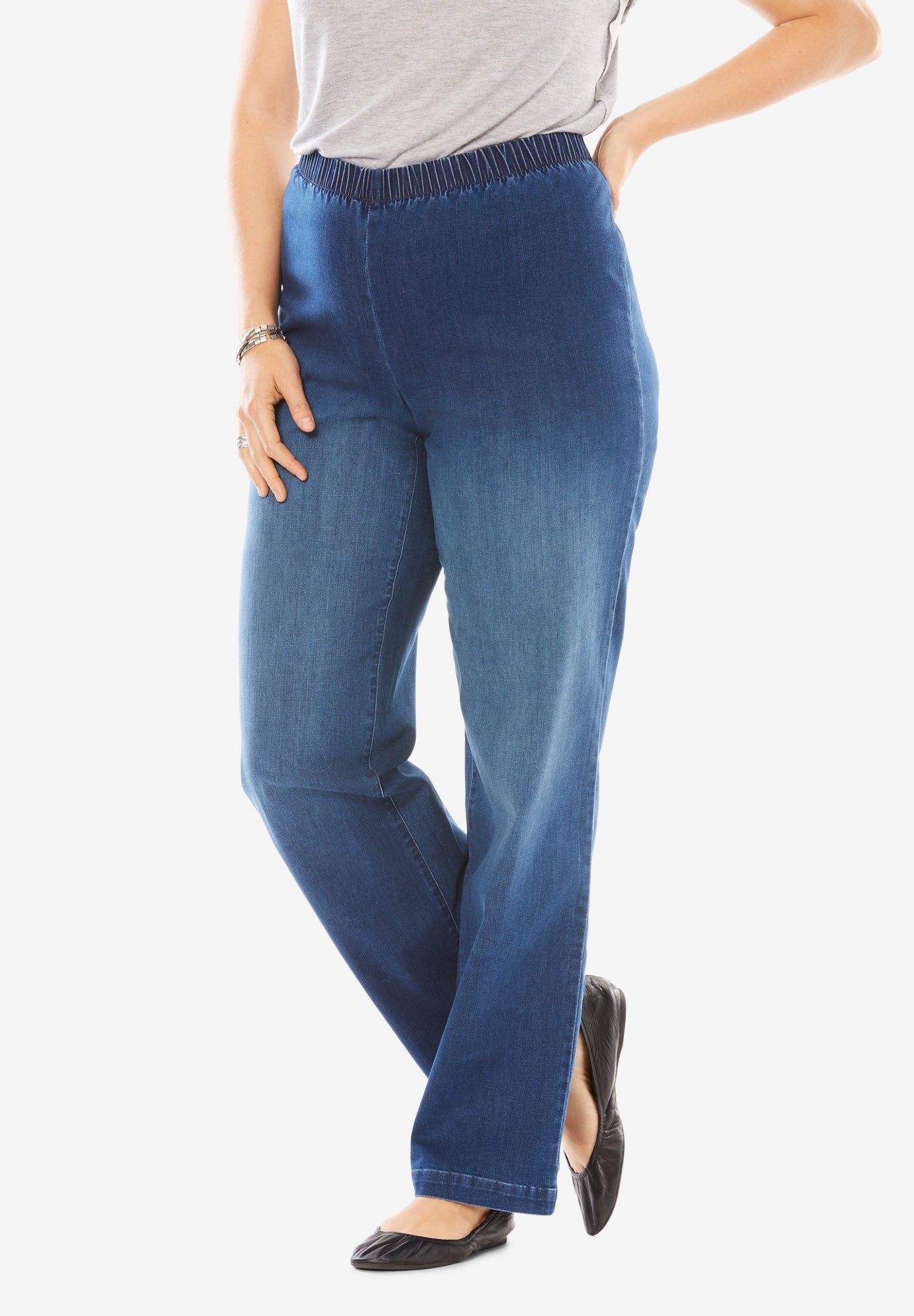 Pocketless Bootcut Fineline Jean Woman Within