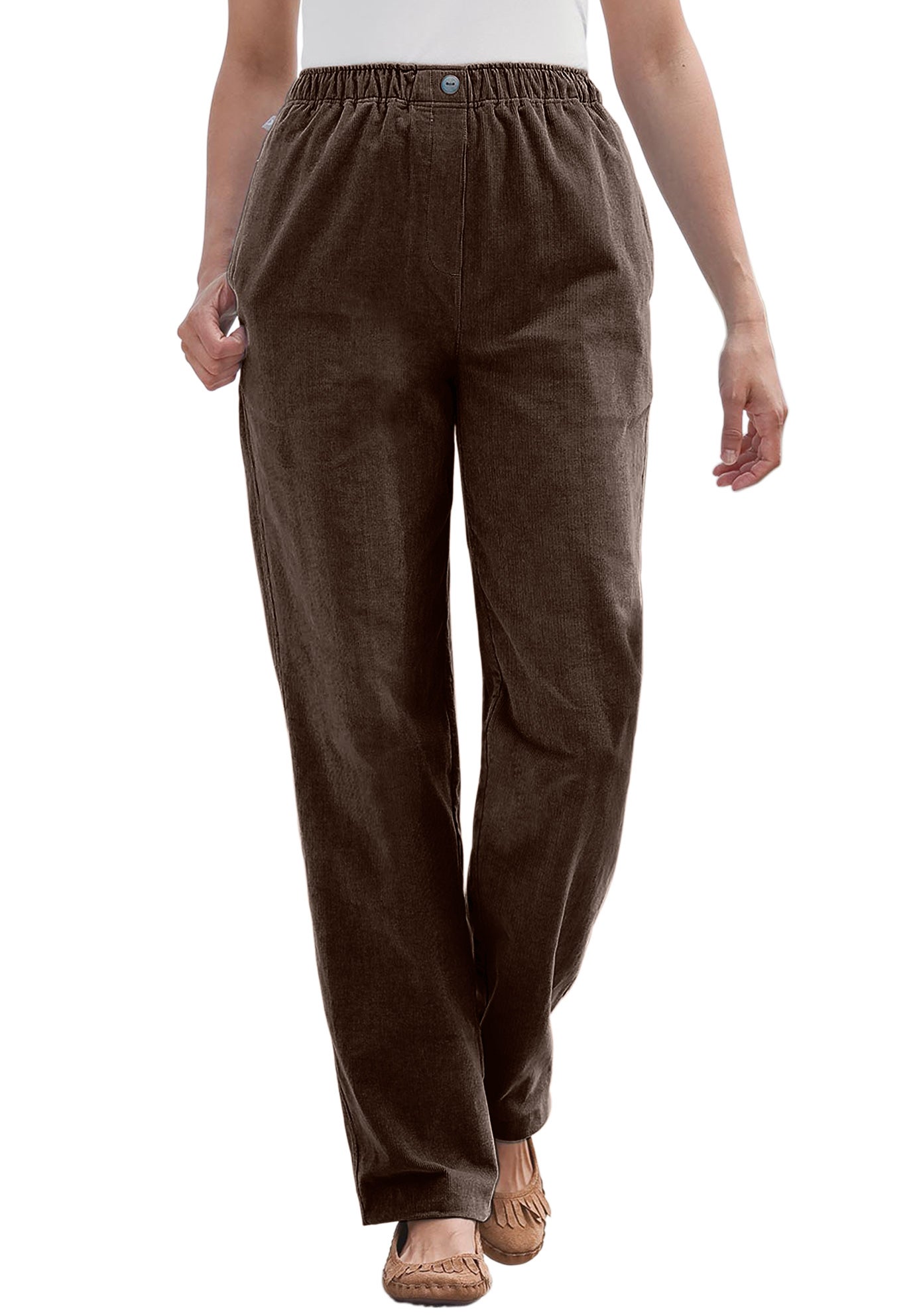 woman within corduroy pants