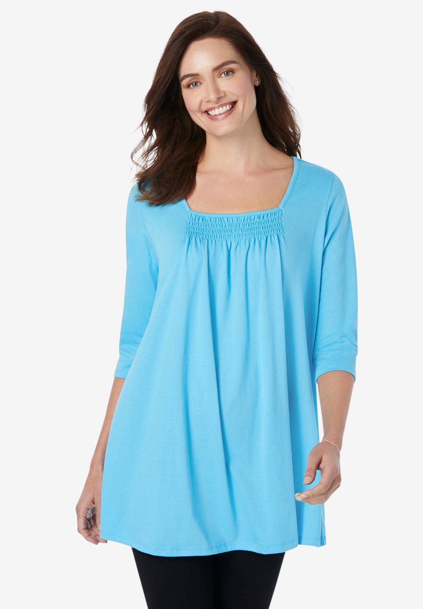 TieDye Smocked SquareNeck Tunic Woman Within