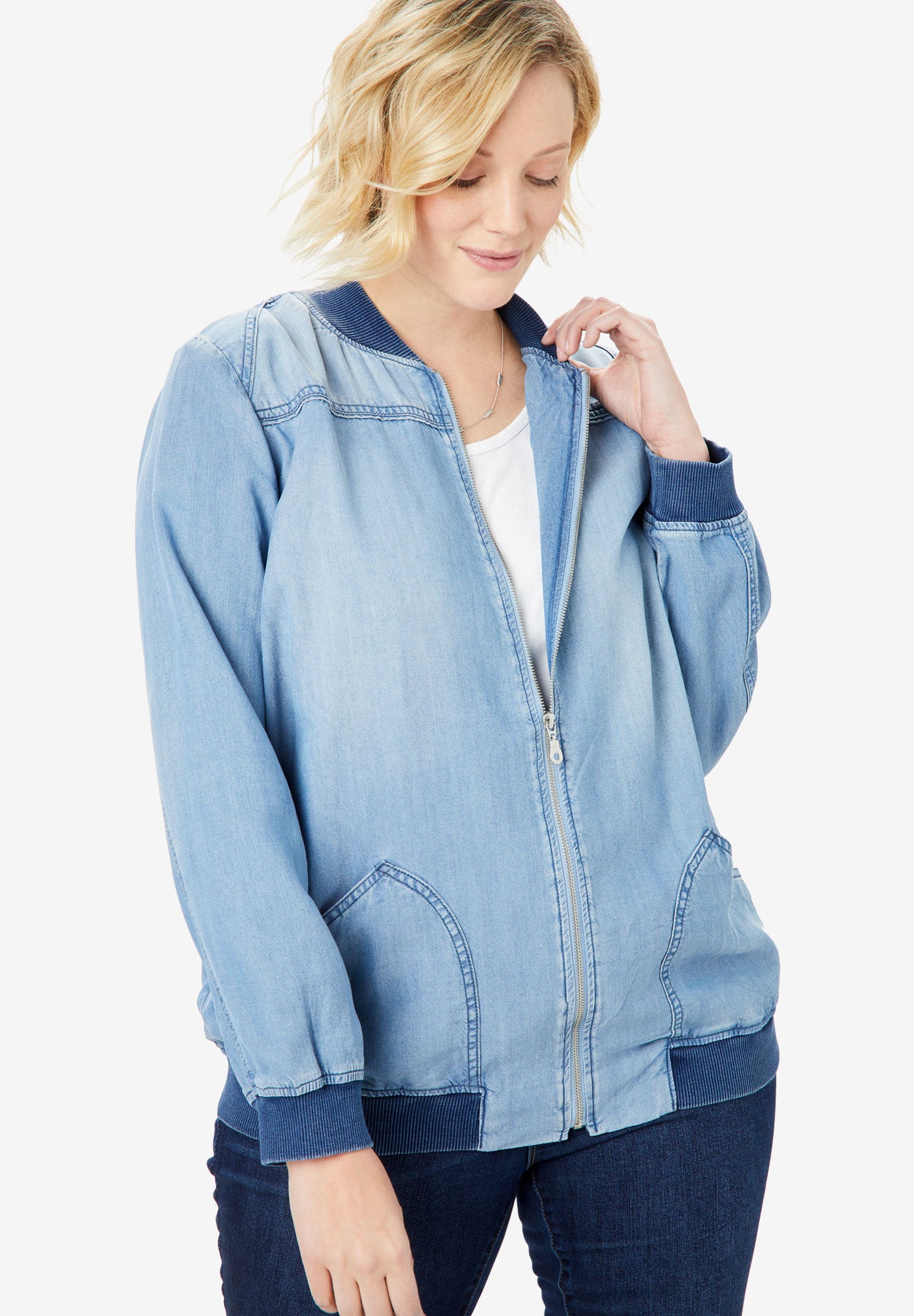 Denim Bomber Jacket Woman Within