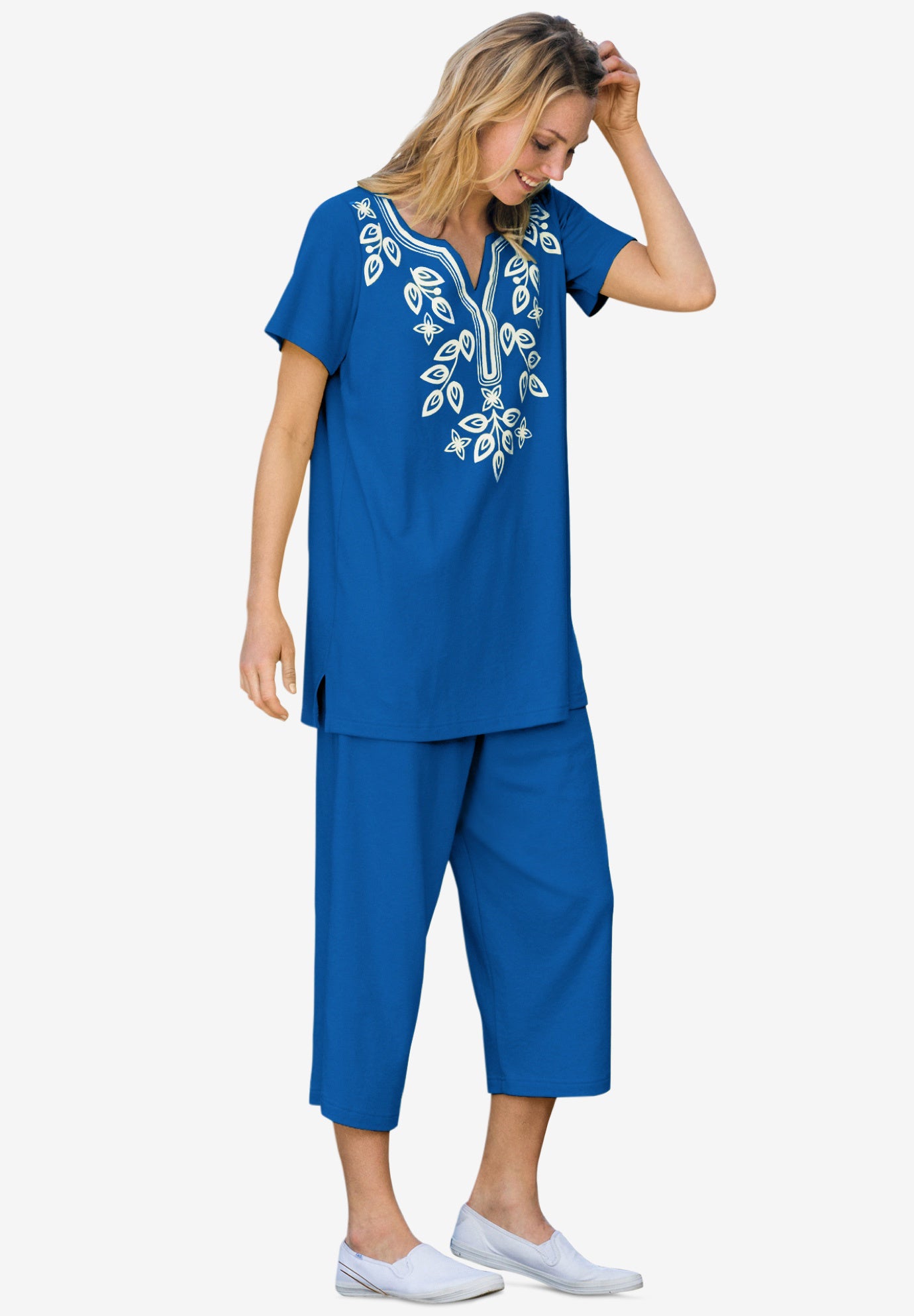 Printed Tunic and Capri Set Woman Within