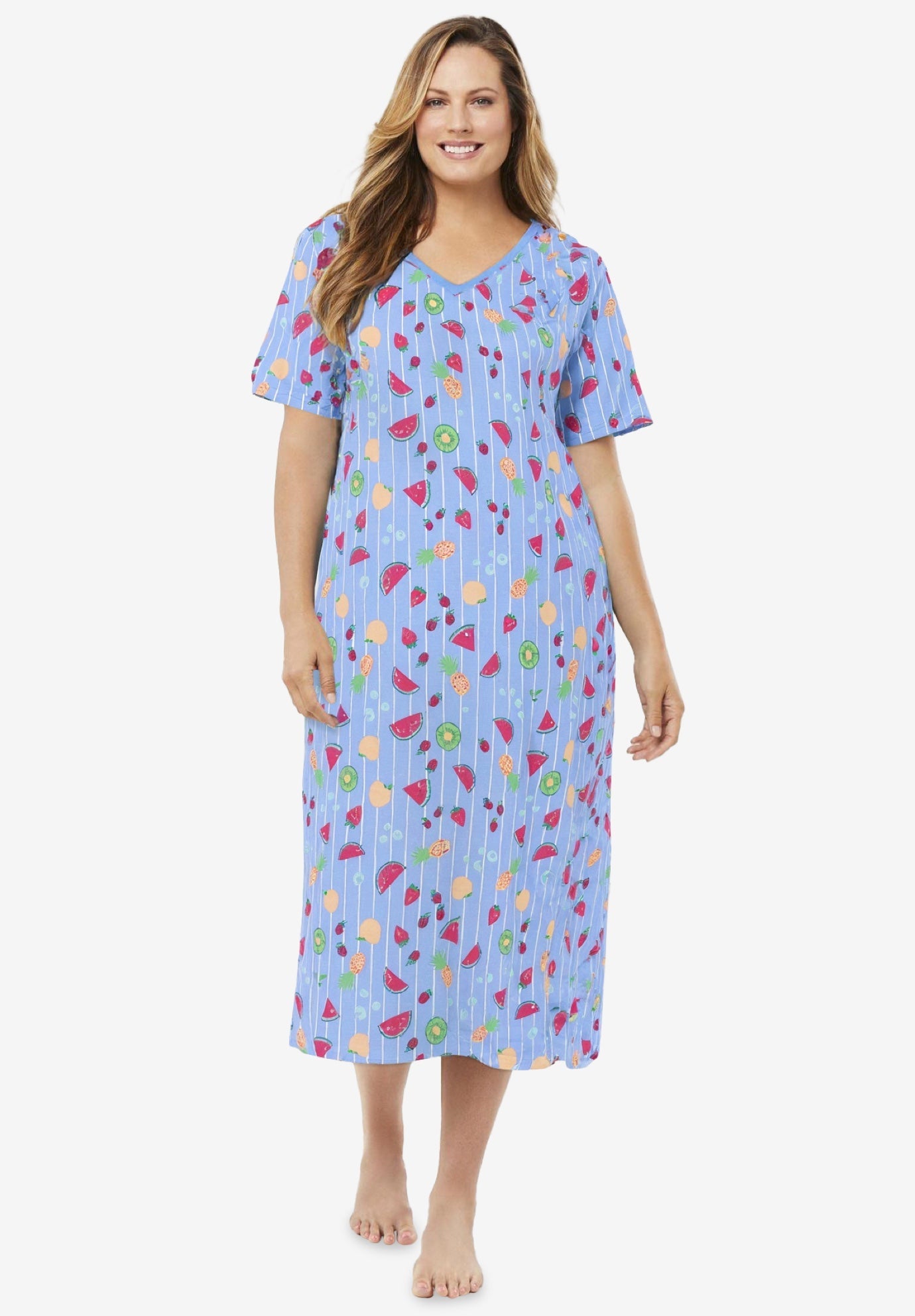 Dreams & Co. Plus Size Long Print Sleepshirt - Picture 53 of 147