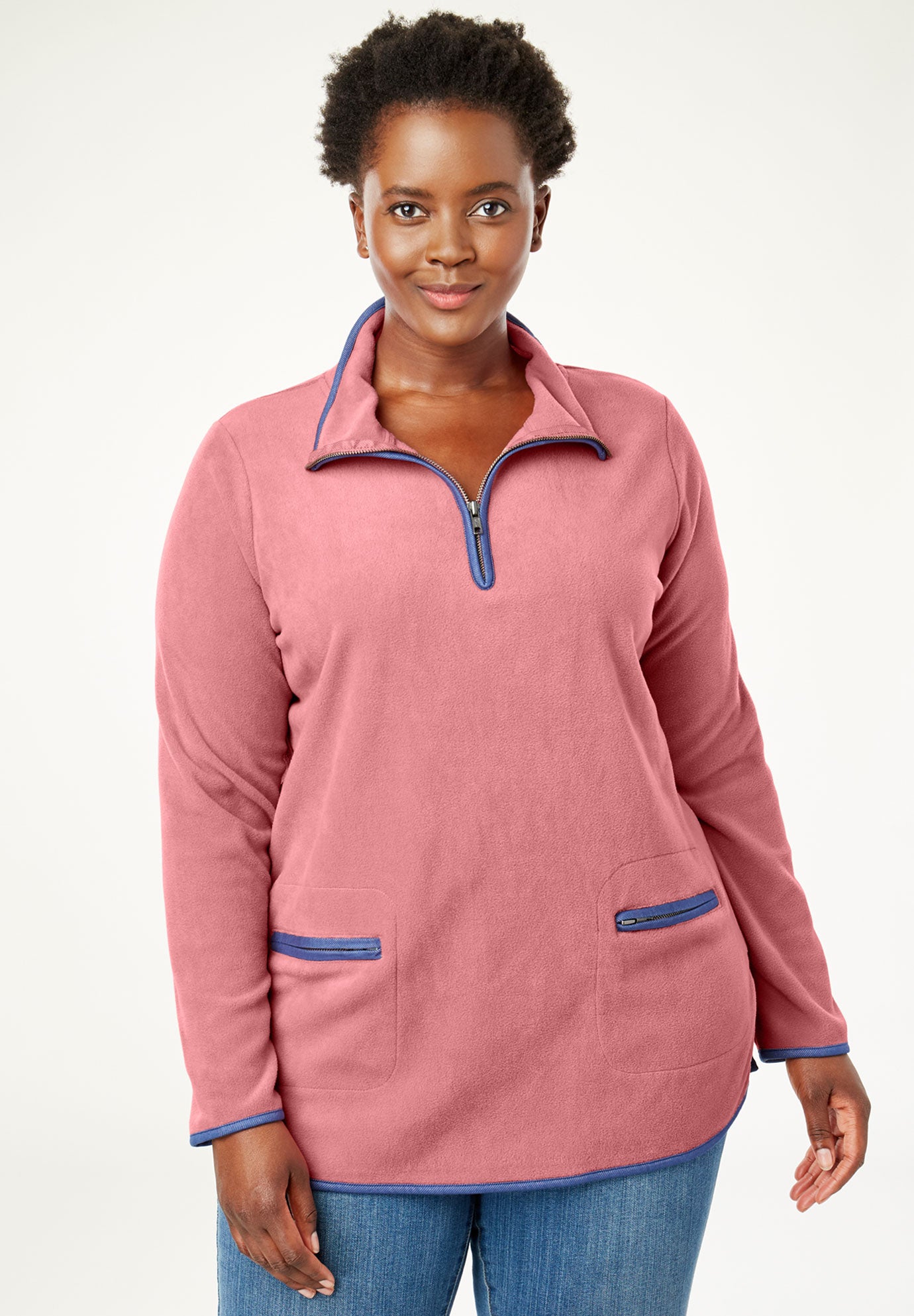 Download Quarter-Zip Microfleece Mock Neck Sweatshirt | Plus Size ...