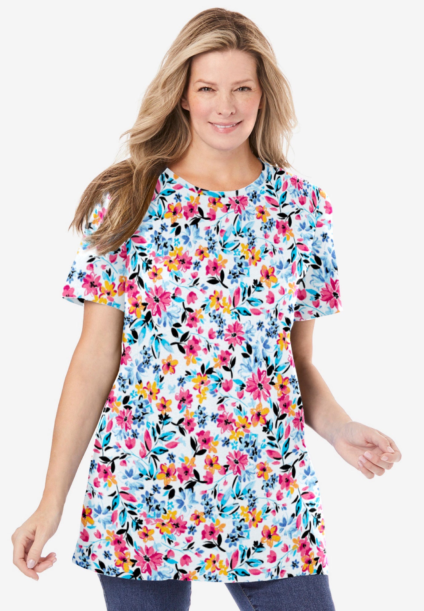 Perfect Printed Crewneck Tunic Woman Within