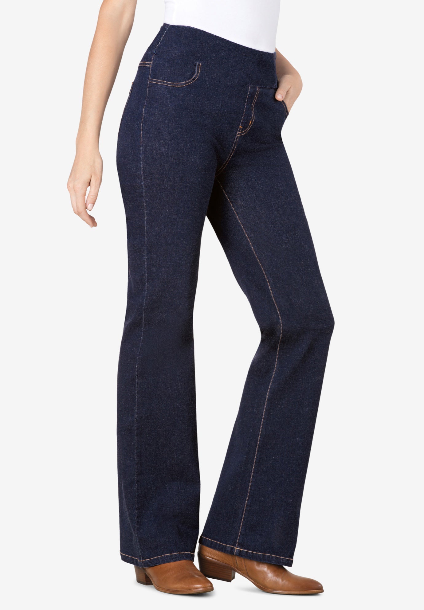 Flex-Fit Pull-On Bootcut Jean | Woman Within