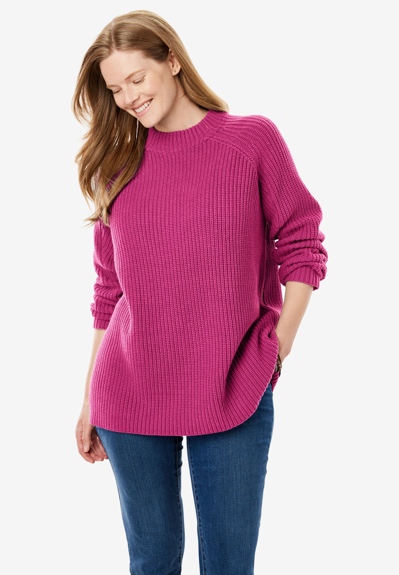 Mock Neck Shaker Knit Sweater | Plus Size Sweaters | Woman ...