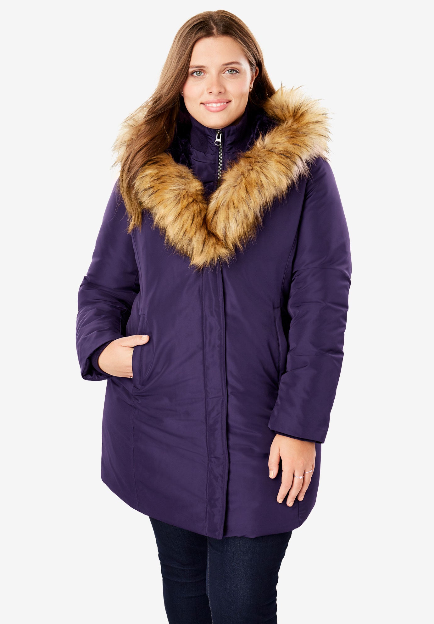 Fur lined hooded coat womens Clearance