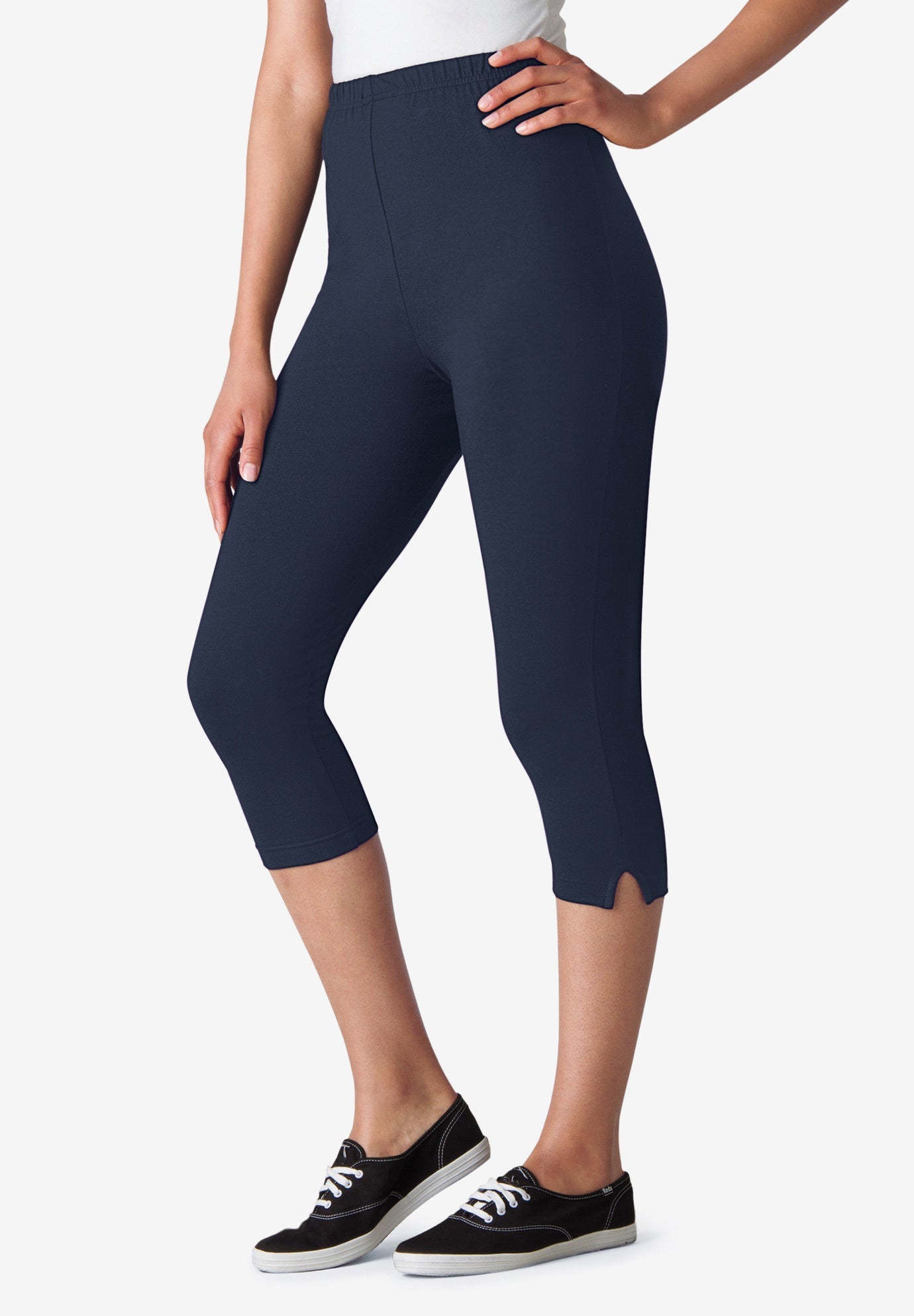 Stretch Cotton Capri Legging Woman Within