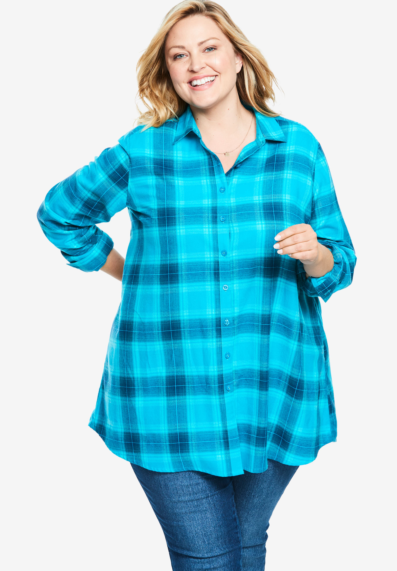Flannel Tunic| Plus Size Tops | Woman Within