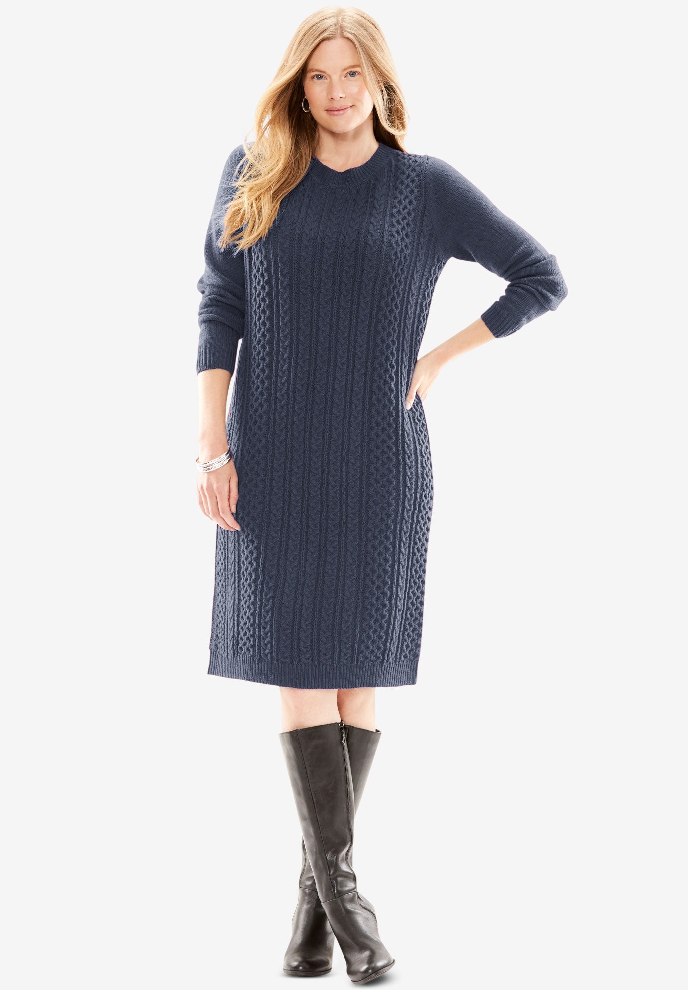 Cable Knit Sweater Dress Maxi Turtleneck Sweater Dress White Chunky