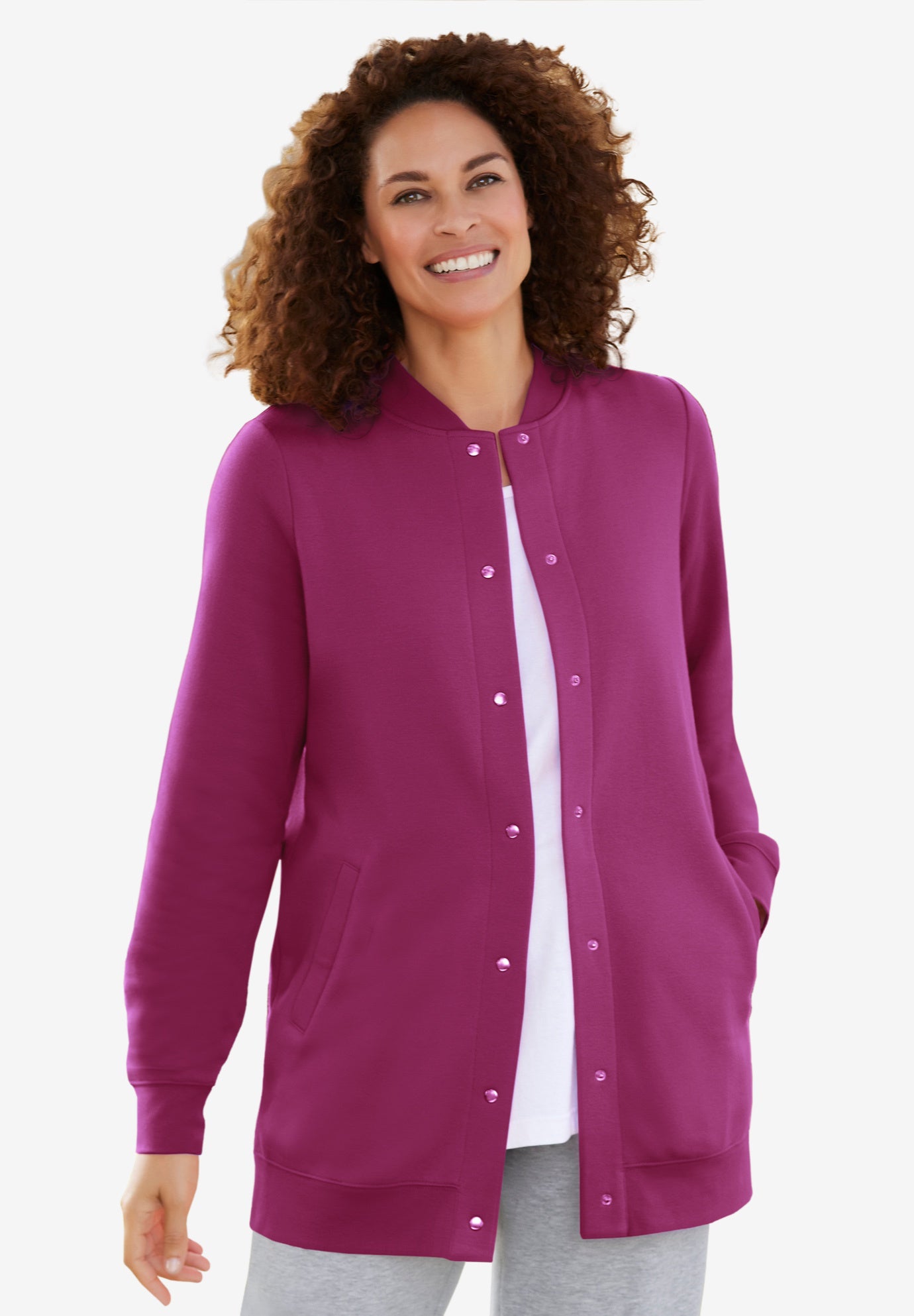Fleece Baseball Jacket Woman Within