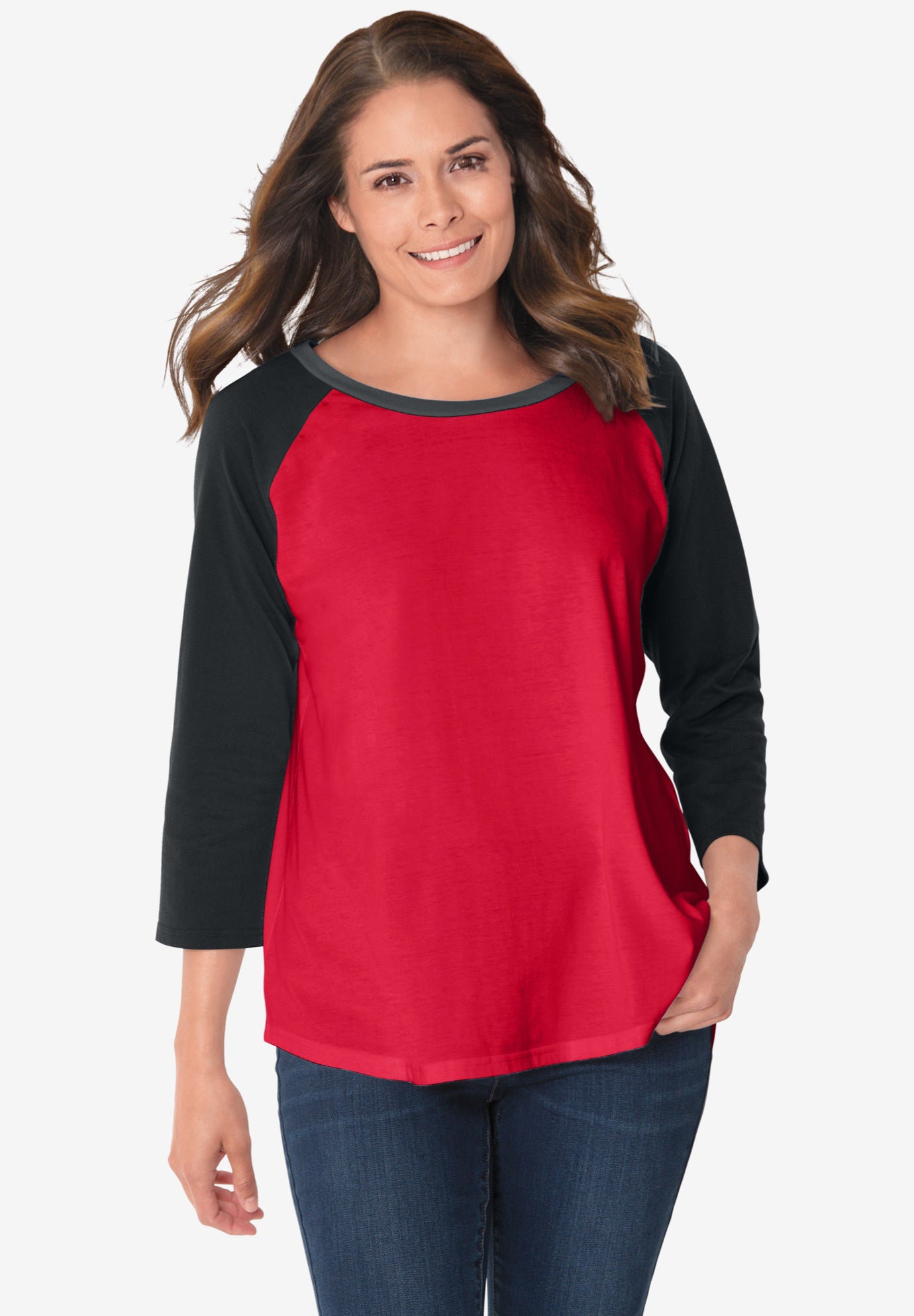 ThreeQuarter Sleeve Baseball Tee Woman Within