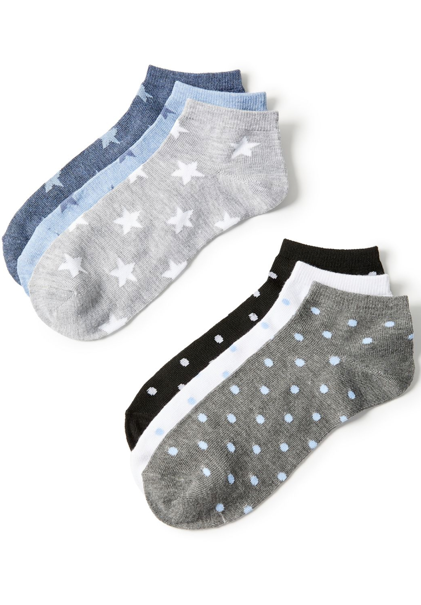 Stars & Dots Ankle Socks 6-Pack | Woman Within