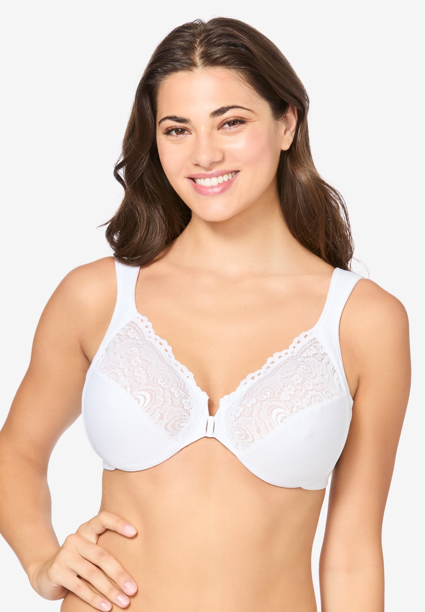 FrontHook Stretch Lace Wonderwire® Bra by Glamorise® Plus Size Lace