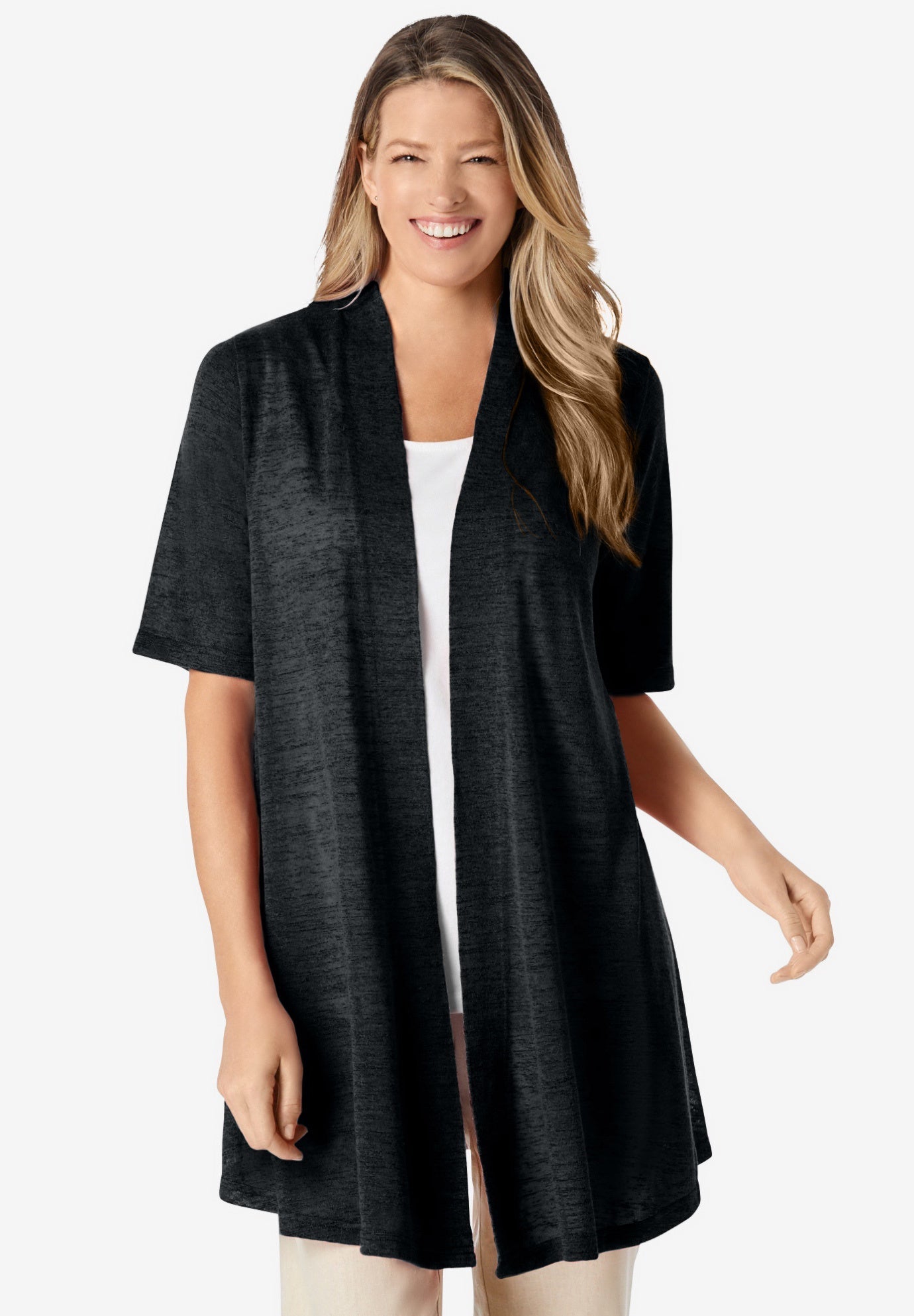 black lightweight cardigan sweater