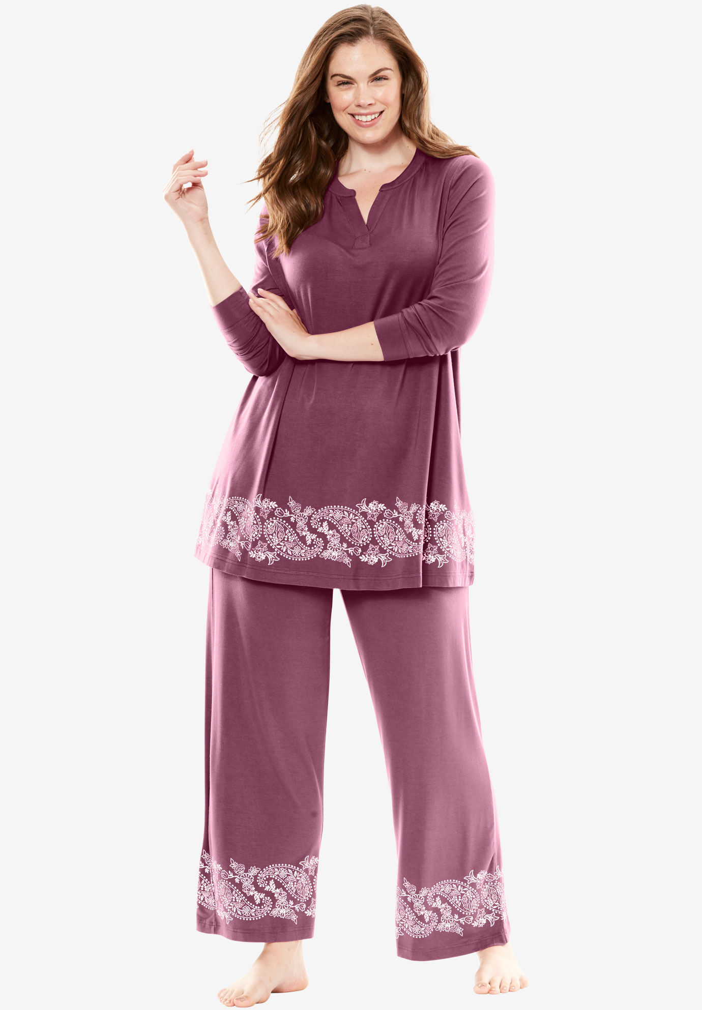 Woman Within Womens Plus Size Dreams /& Co Supersoft Wide Leg Lounge Pant