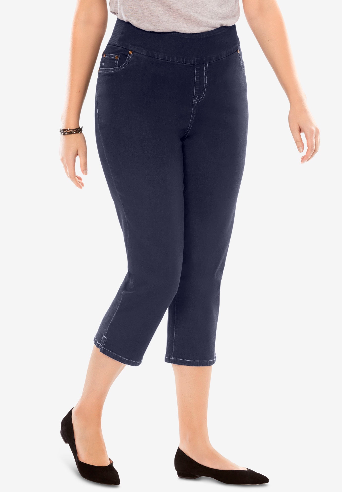 elastic waist capri jeans