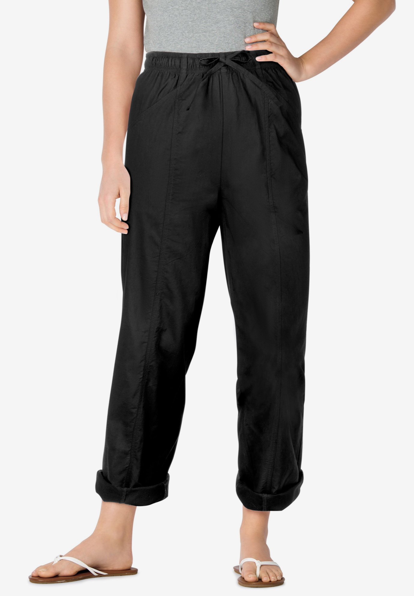 Cotton Pants with Front Seam | Woman Within