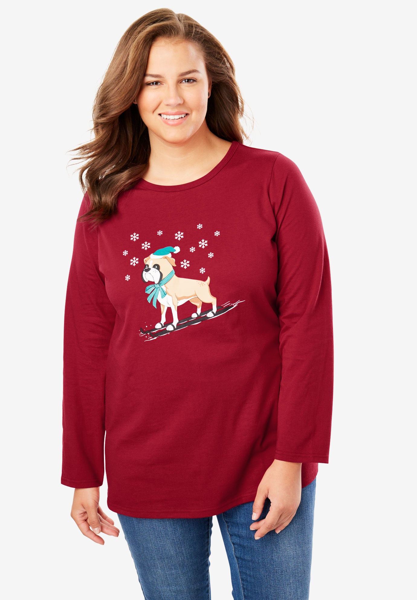 Holiday Graphic Tee Plus Size Tops Woman Within