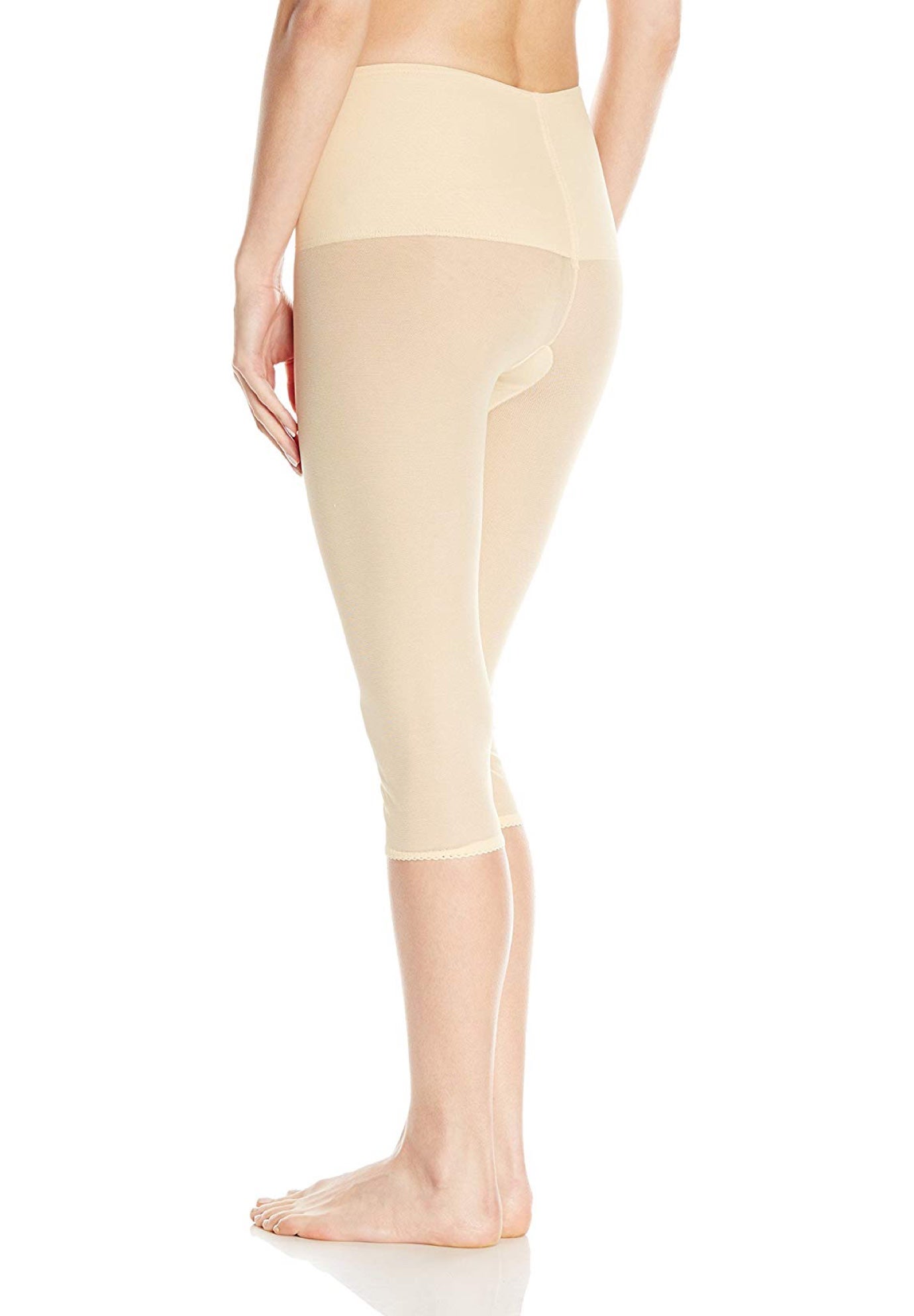 Rago High Waist Wide Band Tummy Shaper Sheer Capri Pant Woman Within