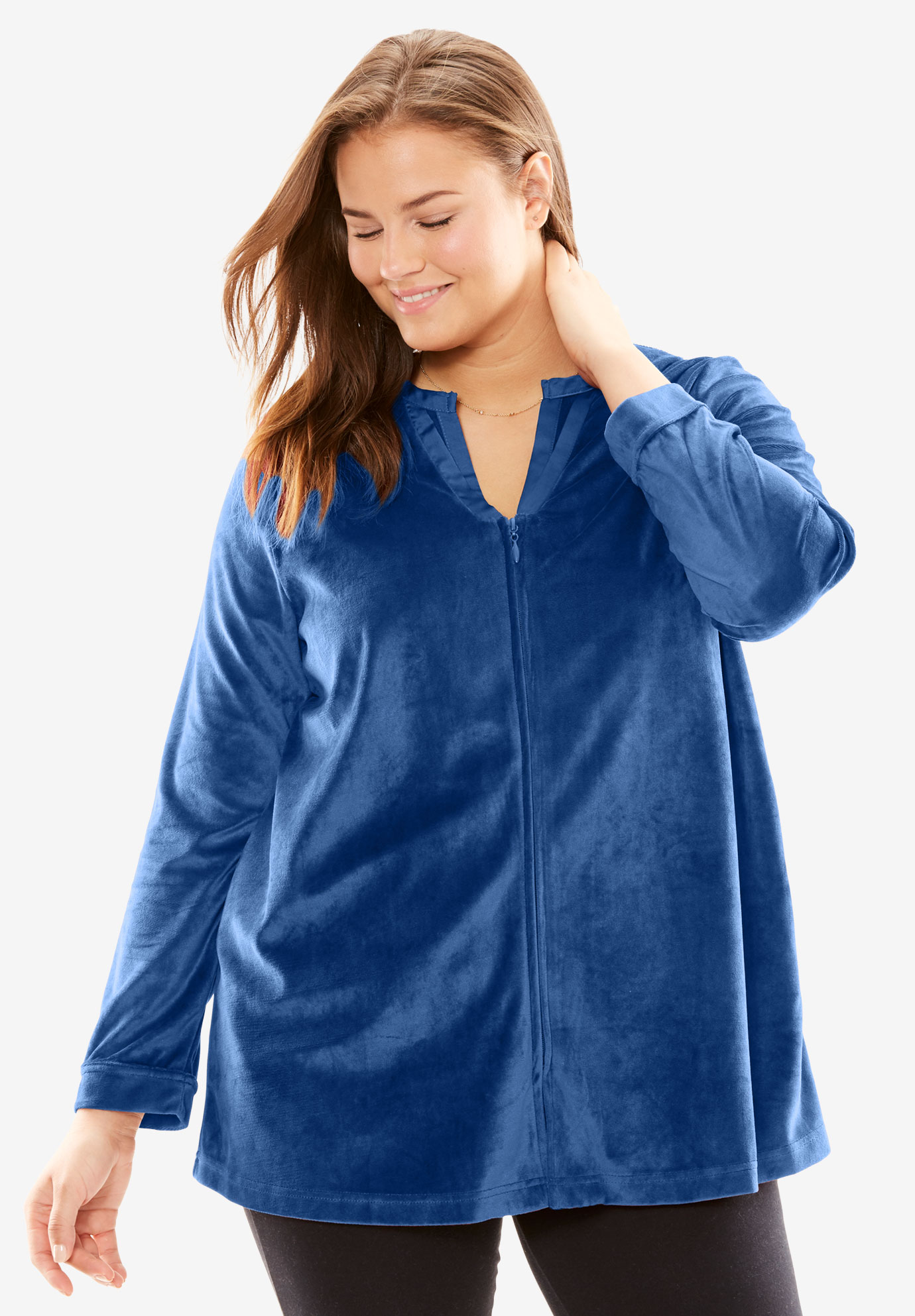 Velour Bed Jacket by Only Necessities® | Plus Size Sleep | Woman Within