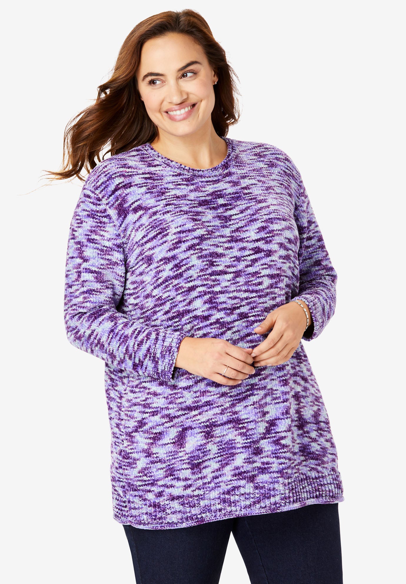 Chenille Crewneck Sweater Plus Size Sweaters Woman Within