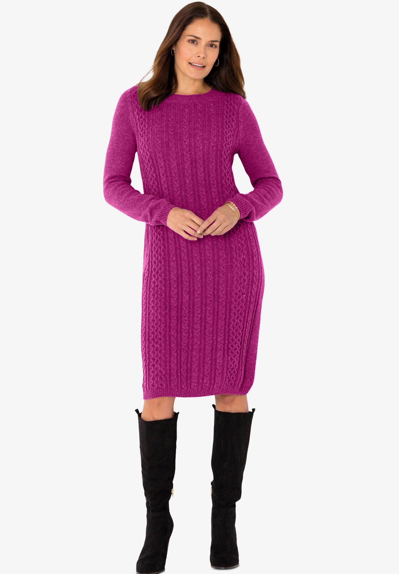 Cable Knit Sweater Dress| Plus Size Dresses | Woman Within