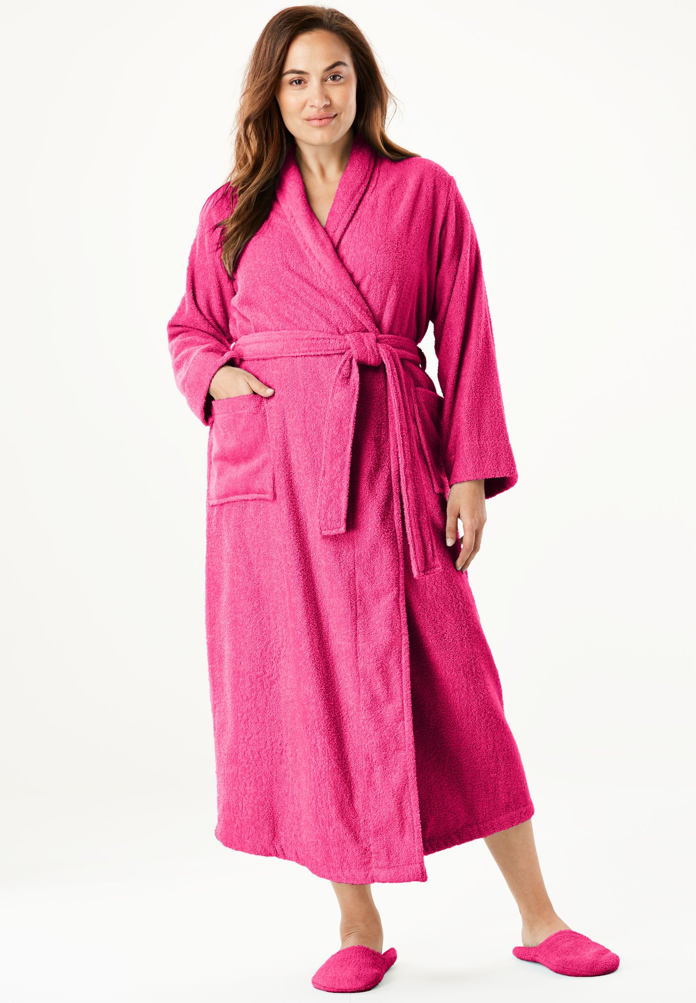 Long Terry Robe with FREE Matching Slippers by Dreams & Co® Plus Size