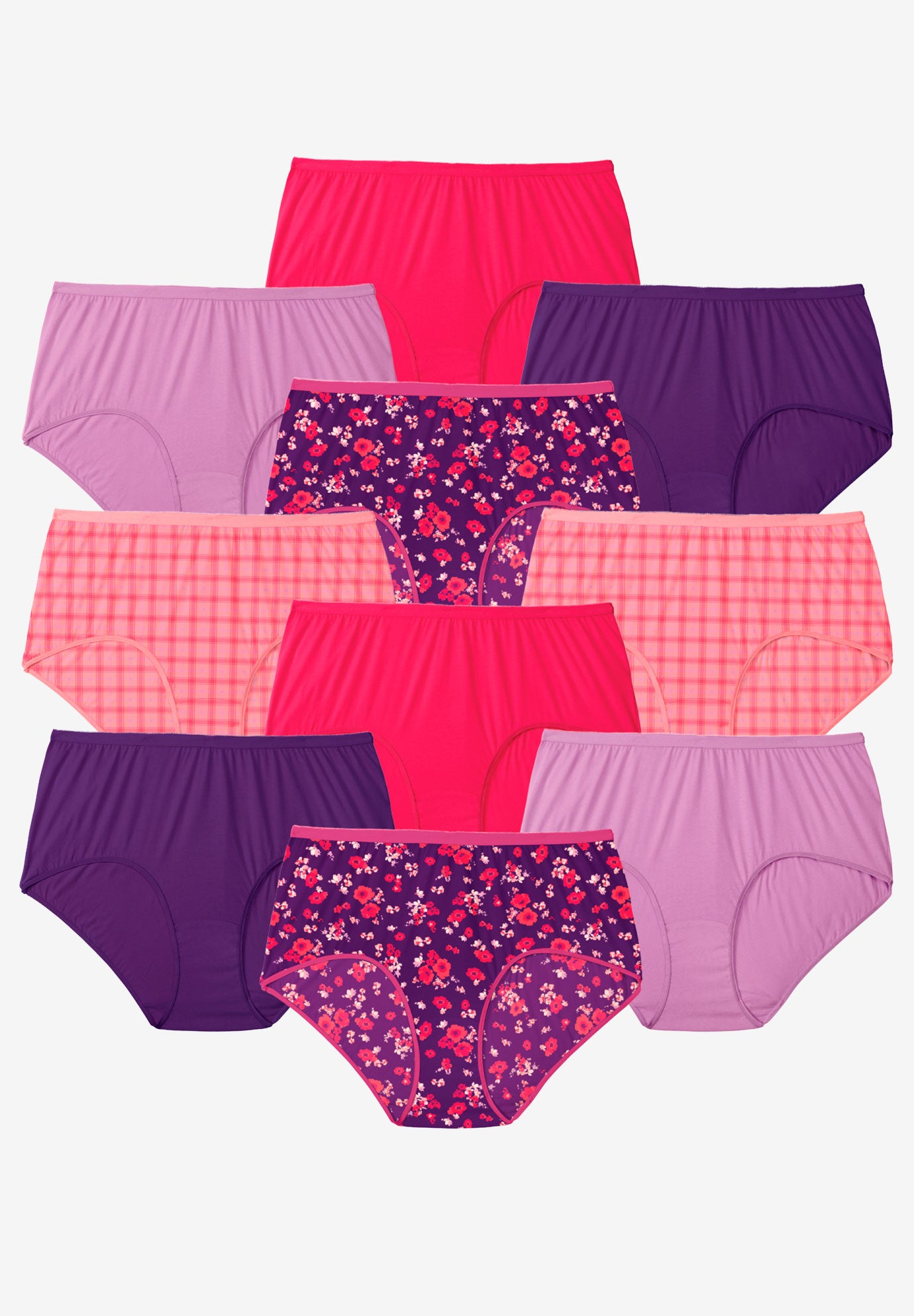 10Pack Pure Cotton FullCut Brief by Comfort Choice® Plus Size Brief