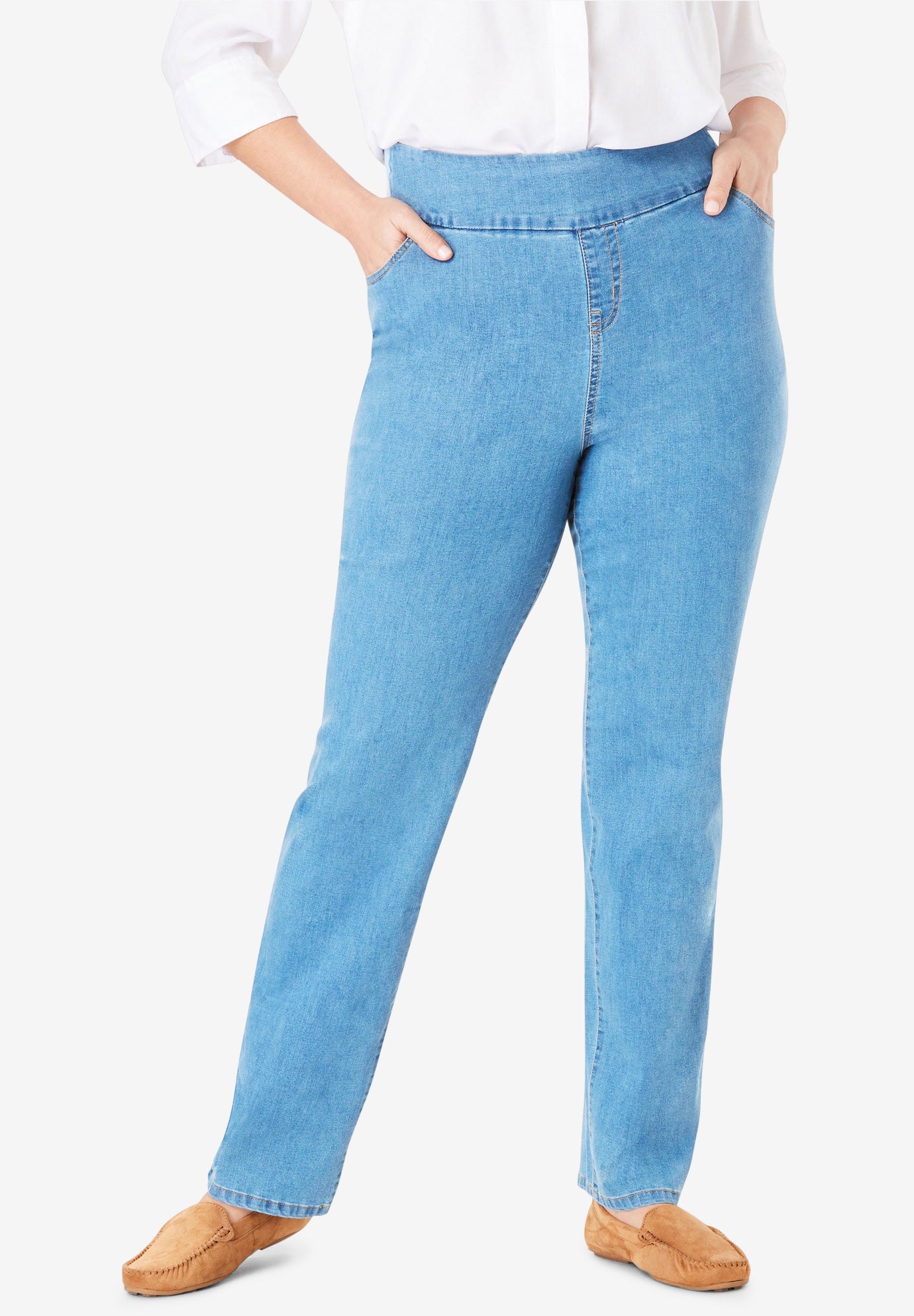 woman within straight leg jeans