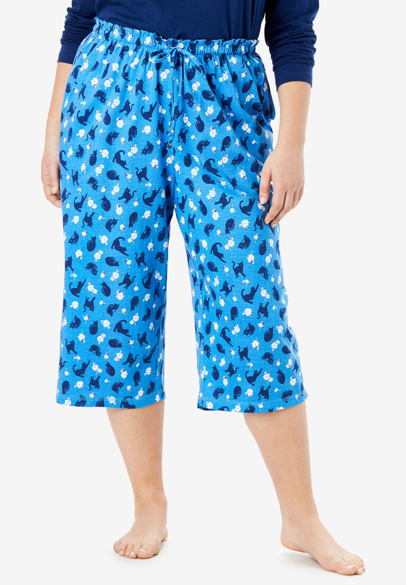 Knit Sleep Capri by Dreams & Co.® Plus Size Pajama Bottoms Woman Within