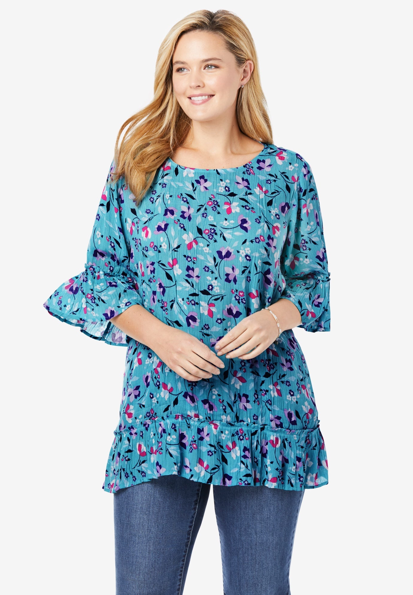 Crinkle Gauze Flounced Tunic Woman Within