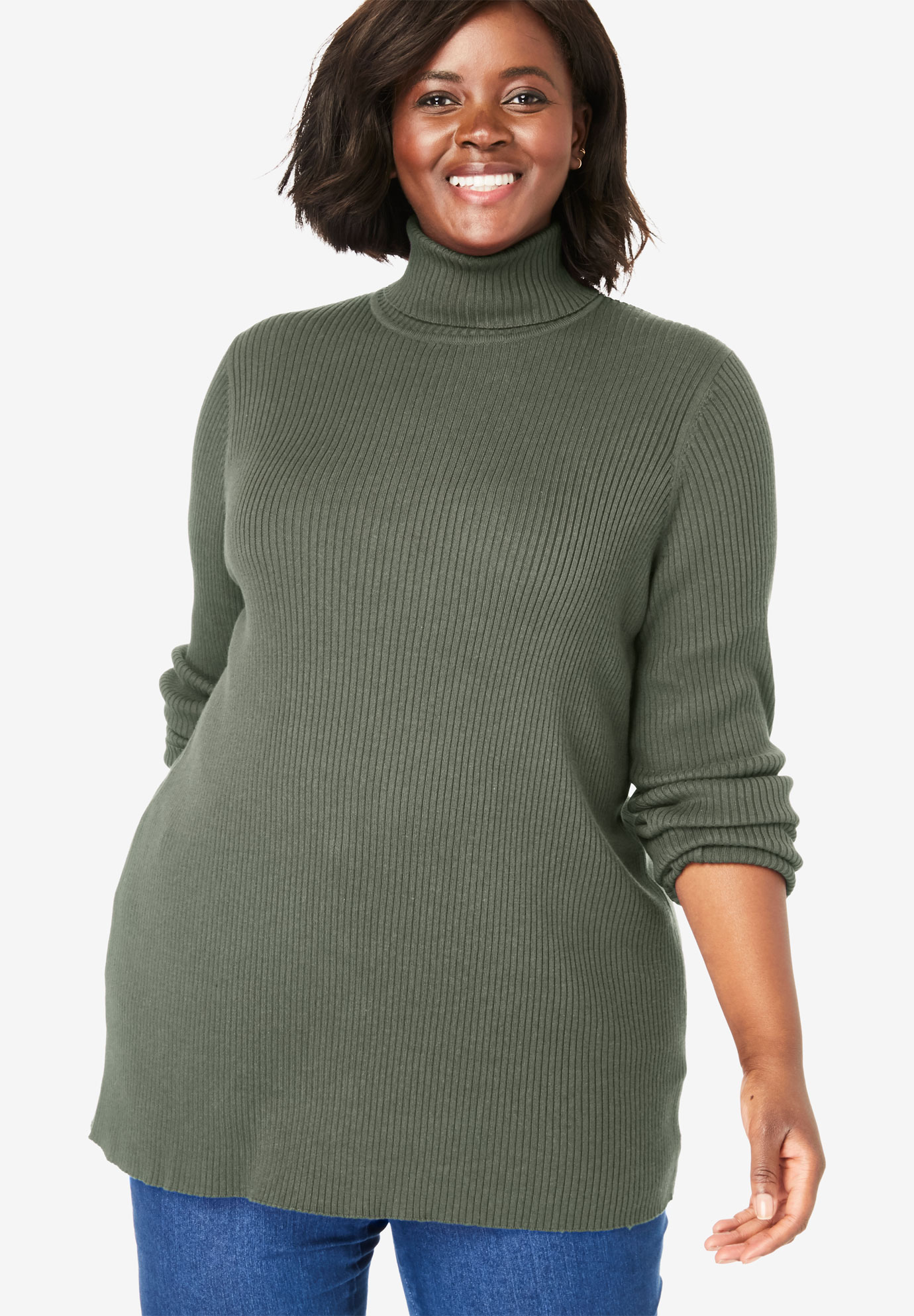 Rib Knit Turtleneck Sweater | Woman Within