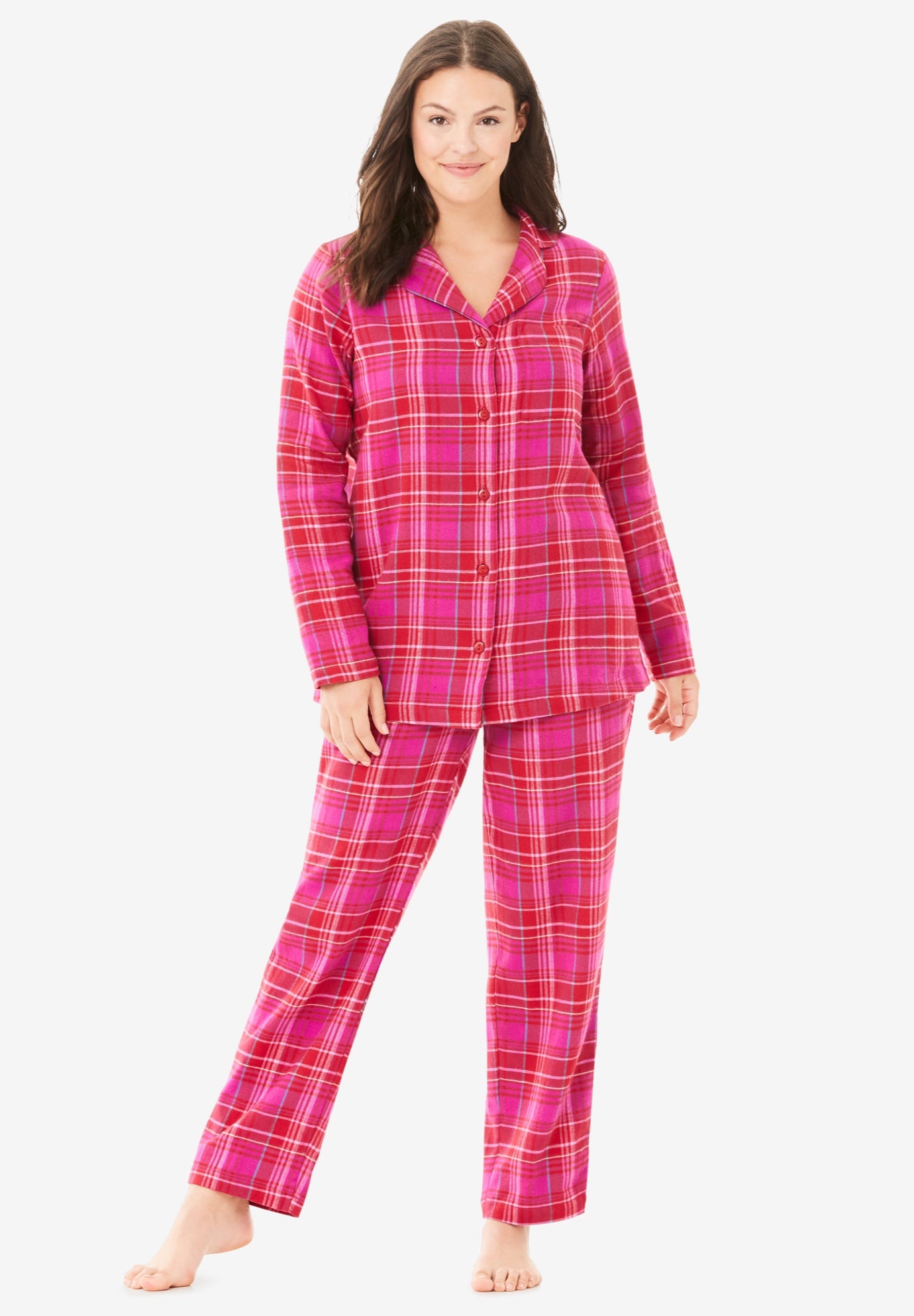 Woman within flannel pajamas