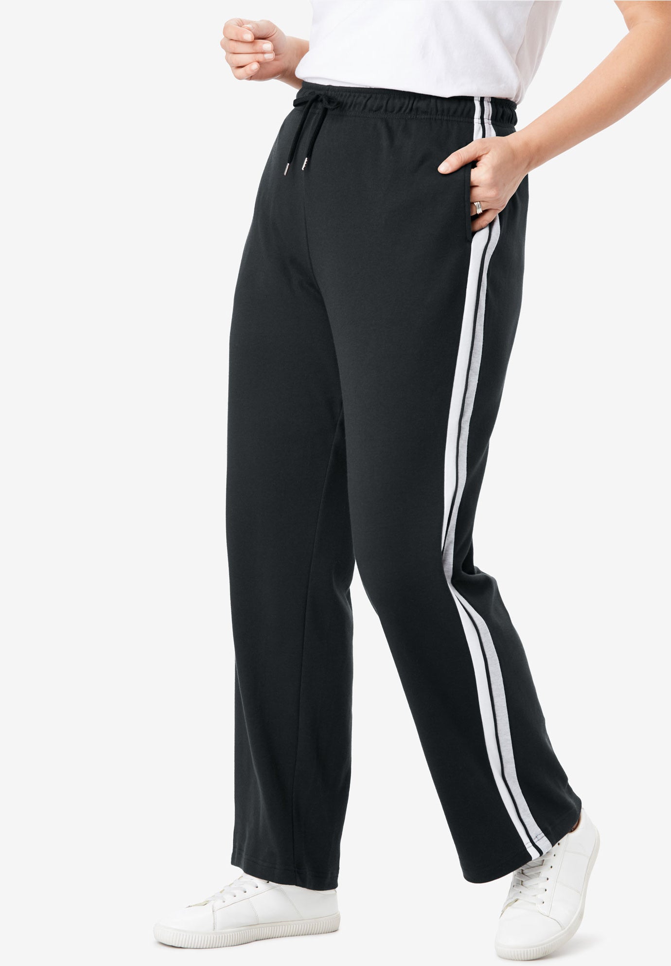 Sport Knit SideStripe Pant Woman Within