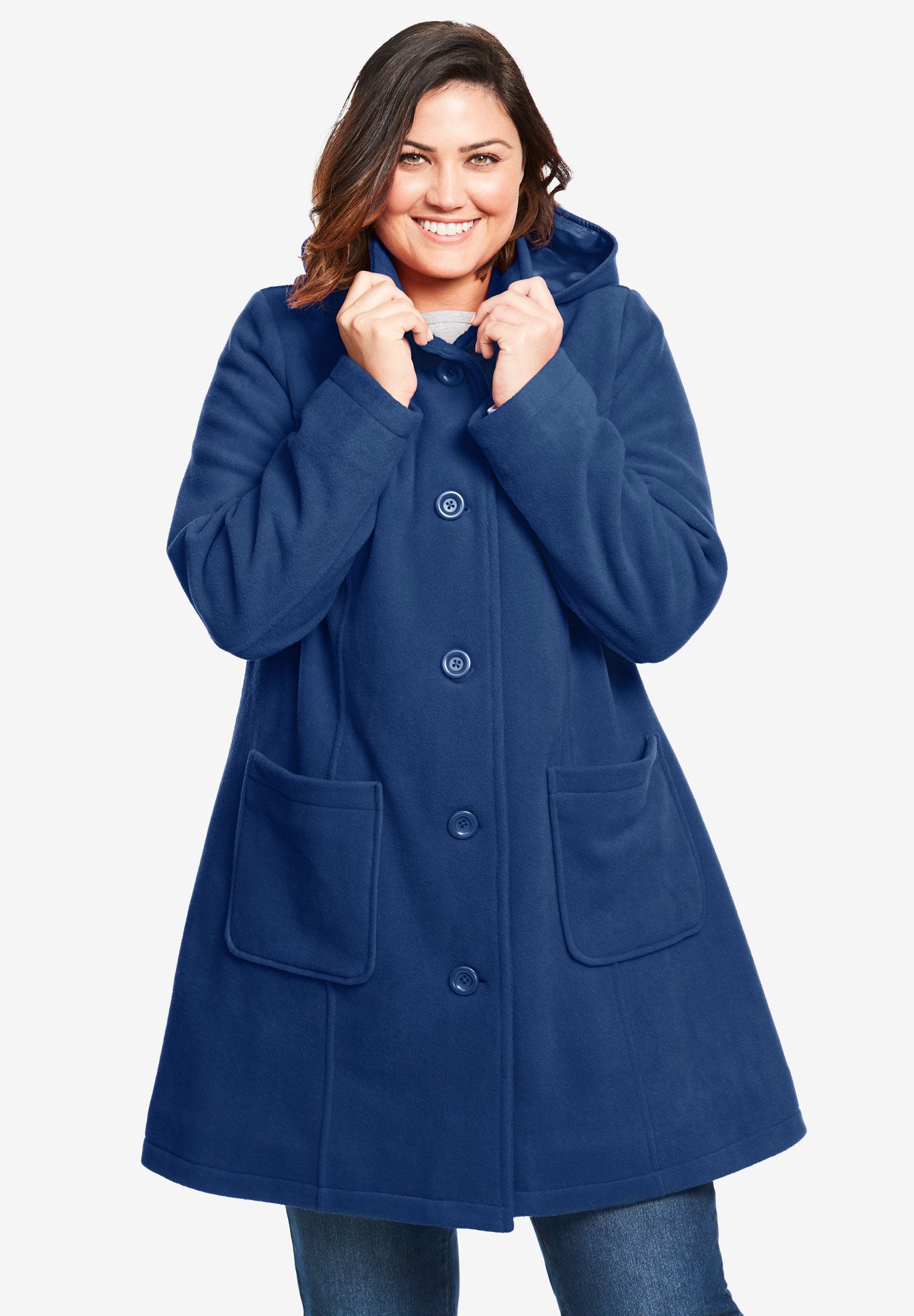 Hooded ALine Fleece Jacket Plus Size Jackets Woman Within