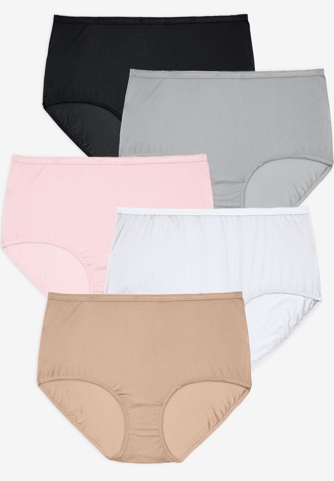 5 Pack Nylon Full Cut Brief By Comfort Choice Plus Size Brief