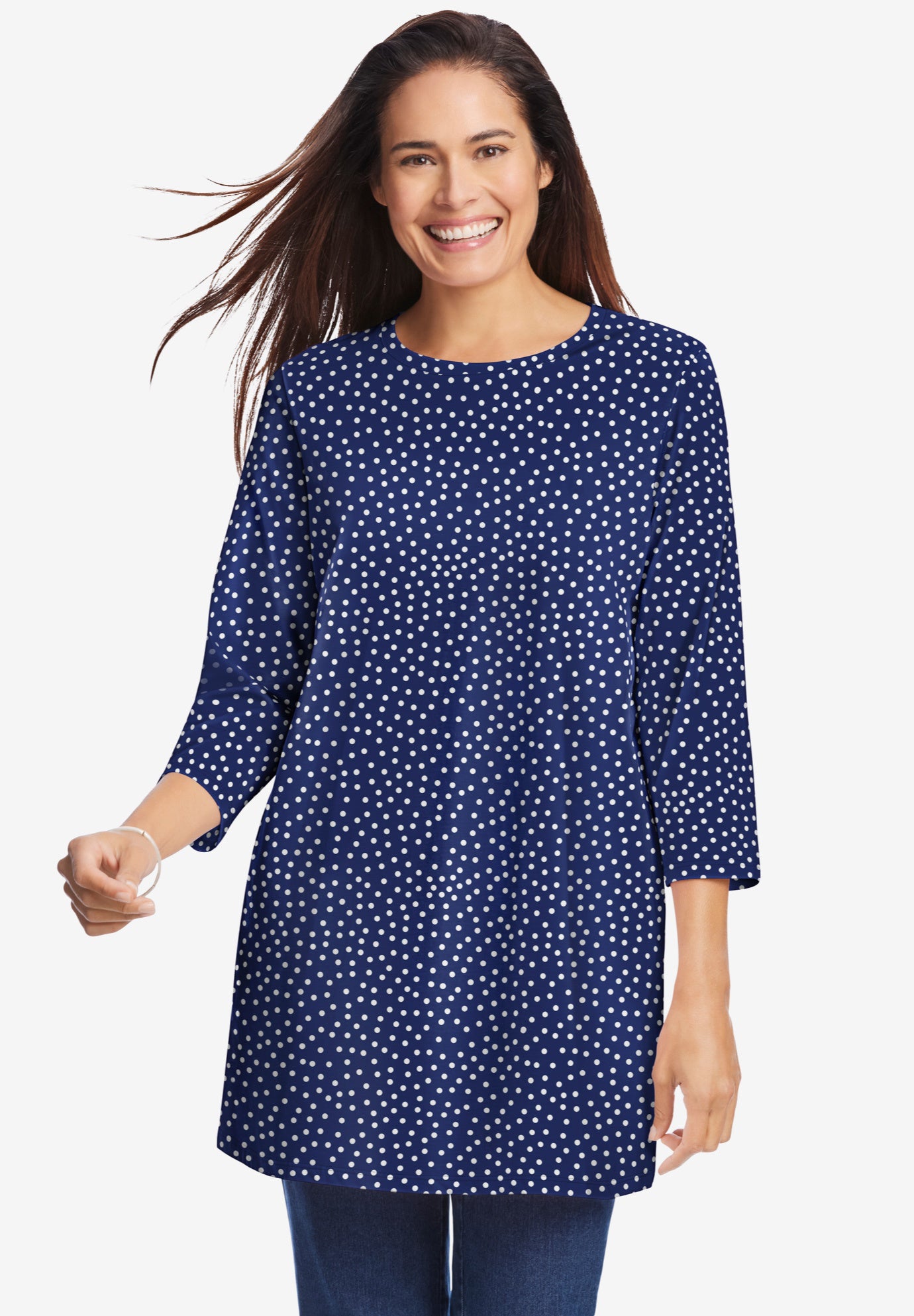 3/4 sleeve banded single layer tunic