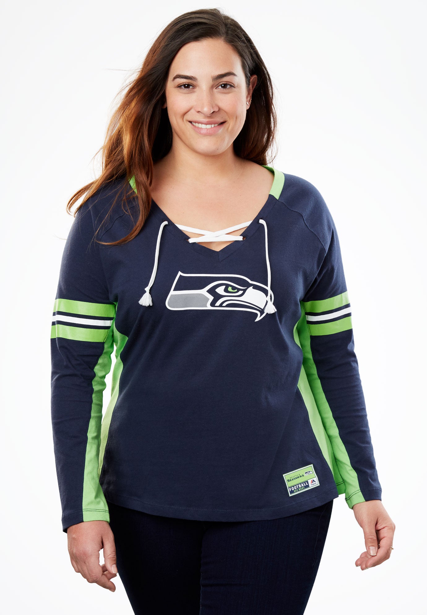 NFL Team LaceUp Tee Plus Size Tops Woman Within