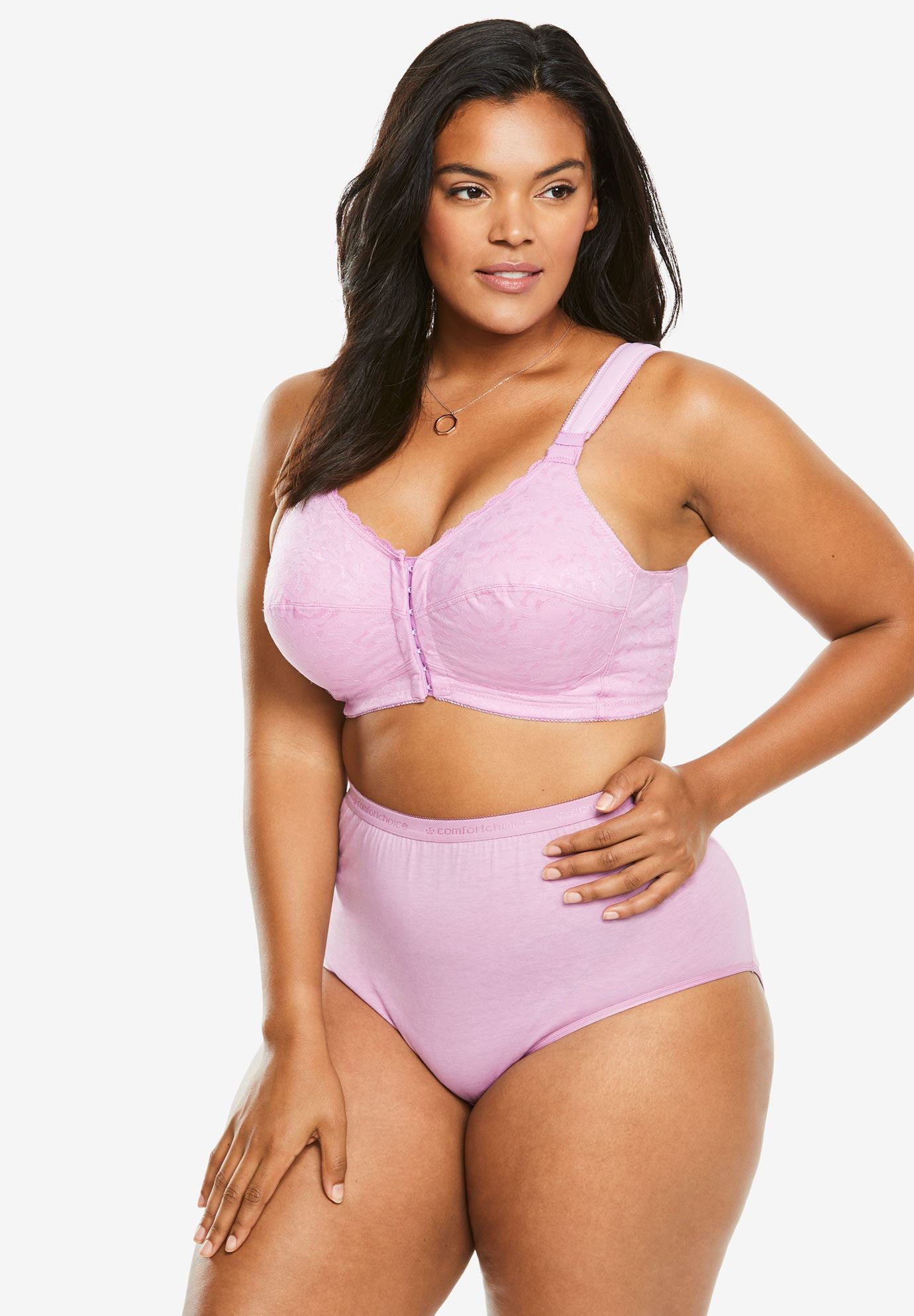 Posture Support Soft Cup Allover Lace Bra by Comfort Choice® Plus Size Full Coverage Bras