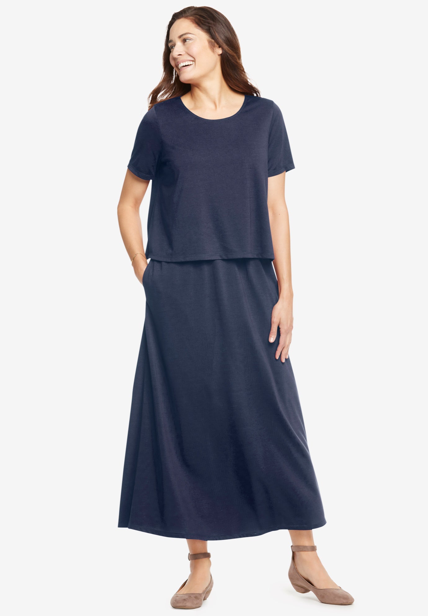 Short Sleeve Popover Dress Plus Size Casual Dresses Woman Within