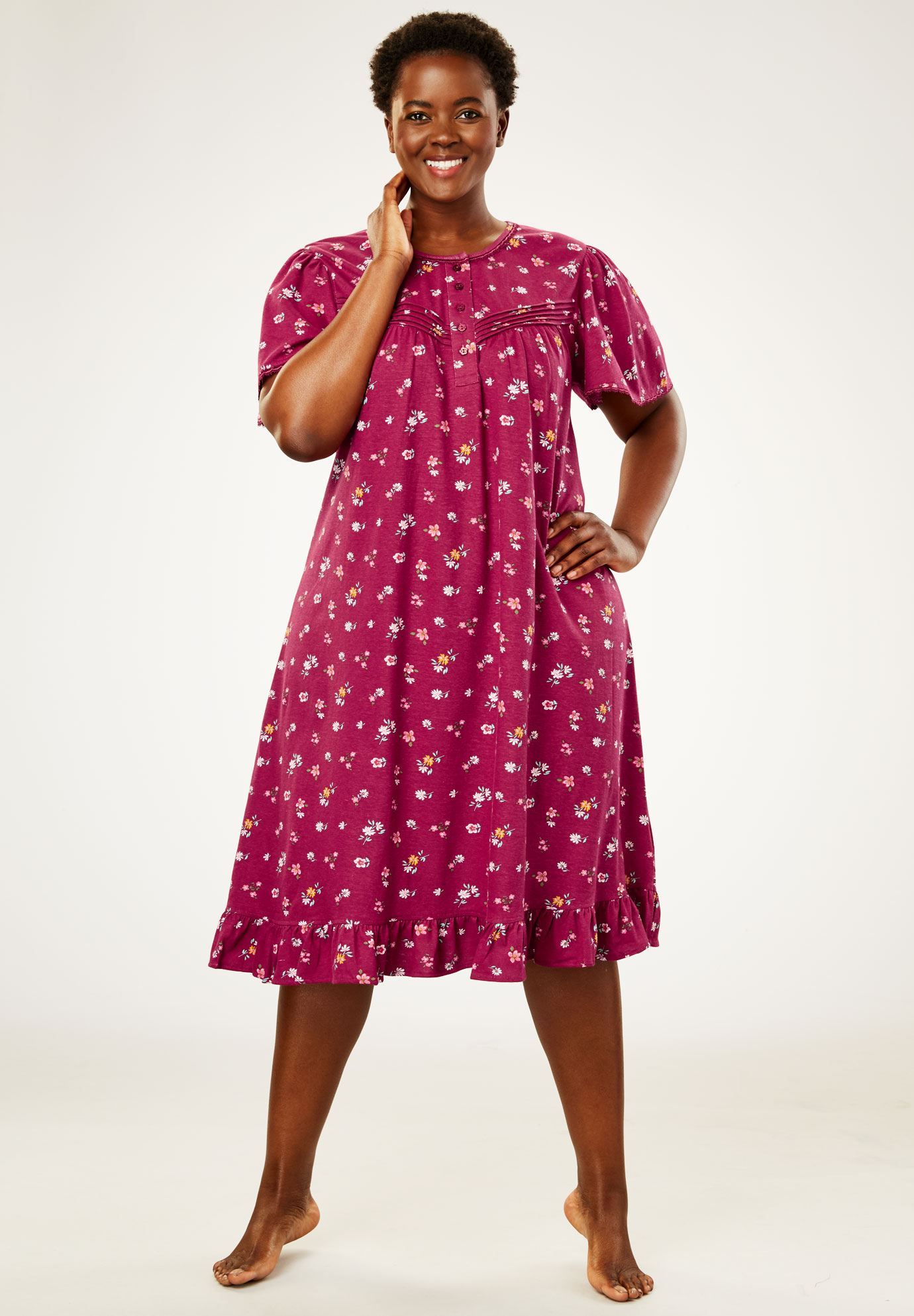 Cotton Print Nightgown by Dreams & Co.® Plus Size Nighties Woman Within