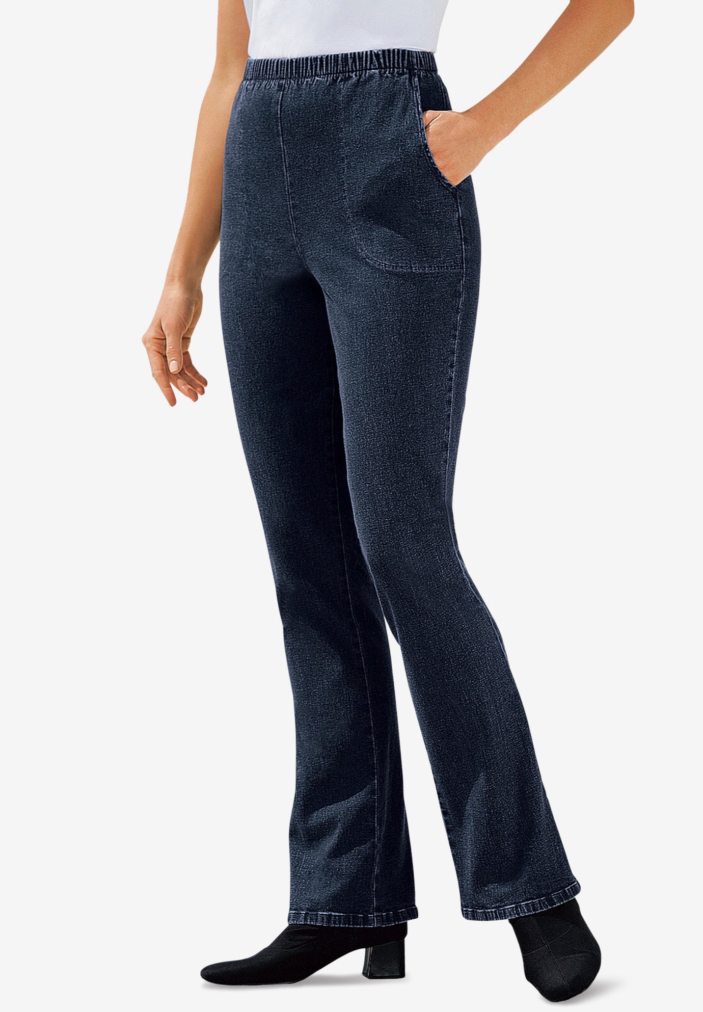 Elastic waist bootcut jeans clearance