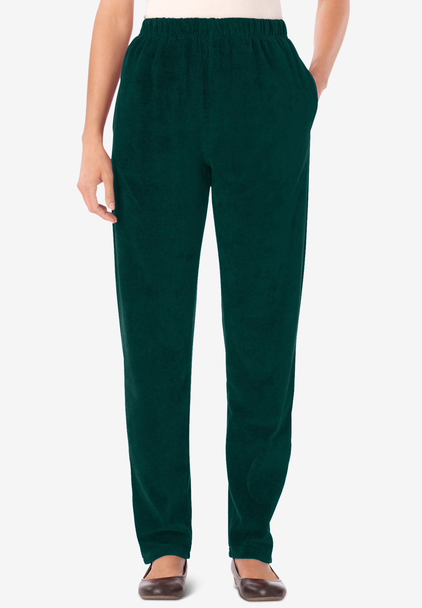 Ribbed Velour Straight Leg Pant | Woman Within