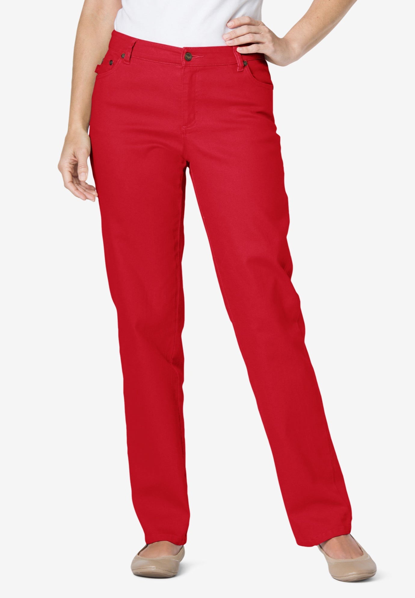 woman within straight leg jeans