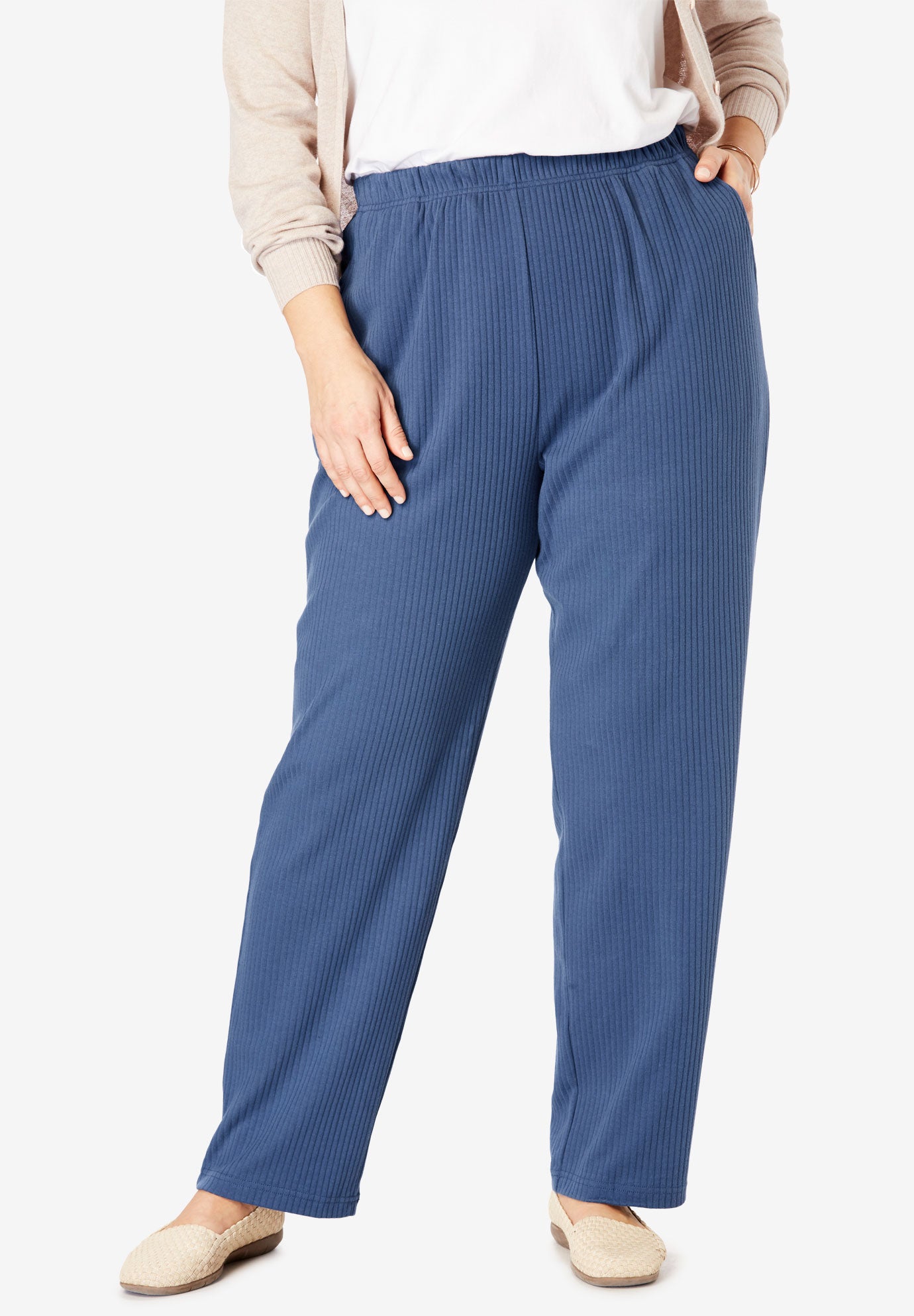 7-Day Knit Ribbed Straight Leg Pant| Plus Size Pants | Woman Within