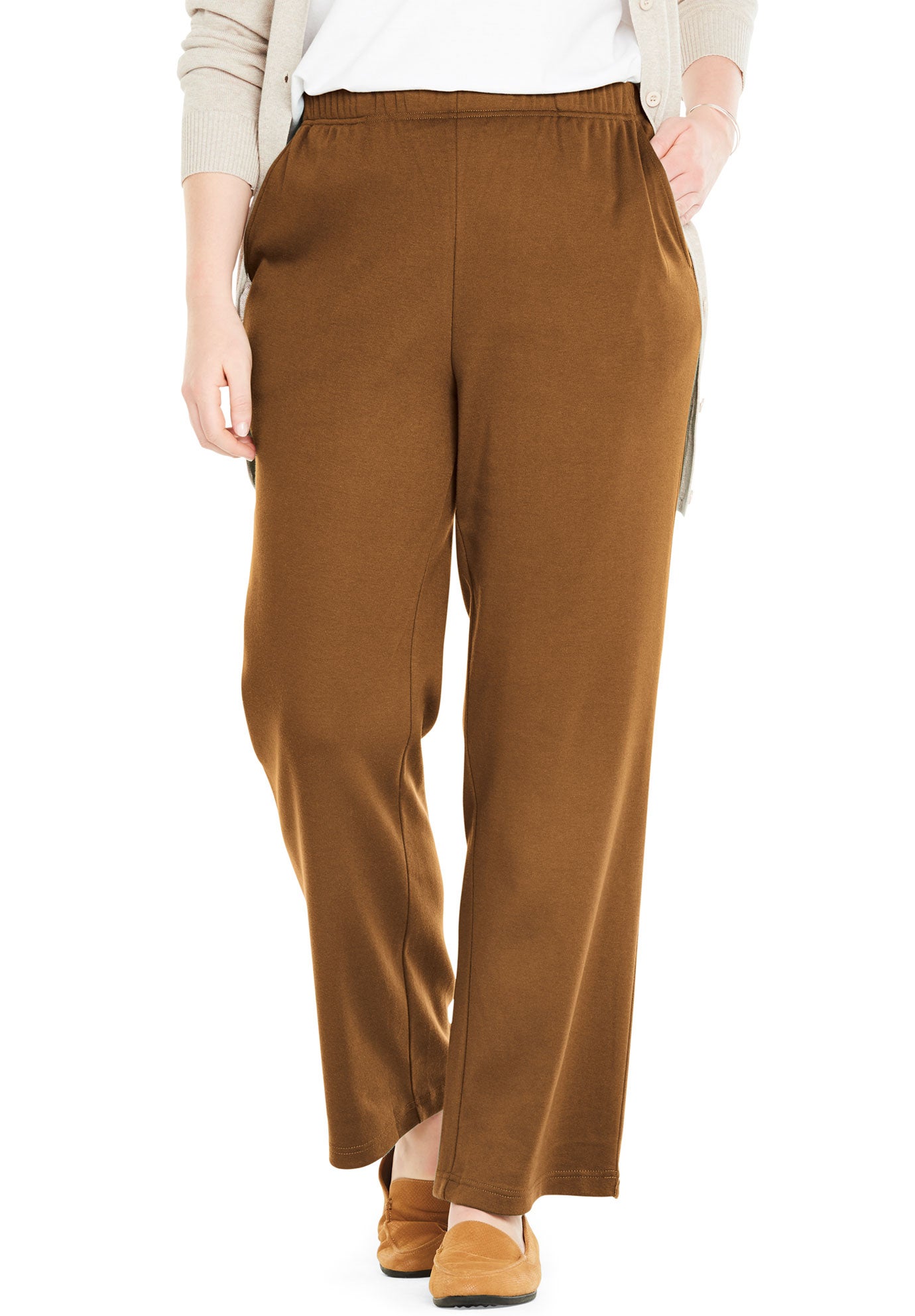 woman within wide leg pants