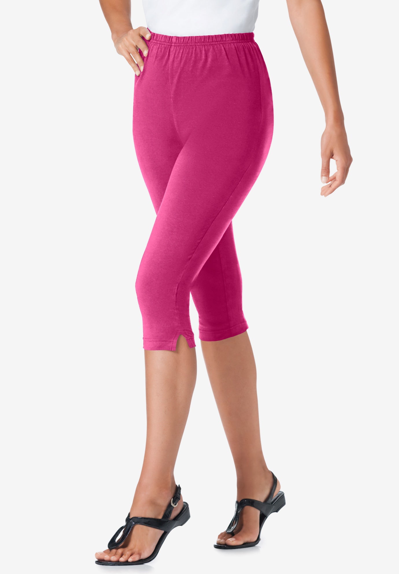 Stretch Cotton Capri Legging | Woman Within