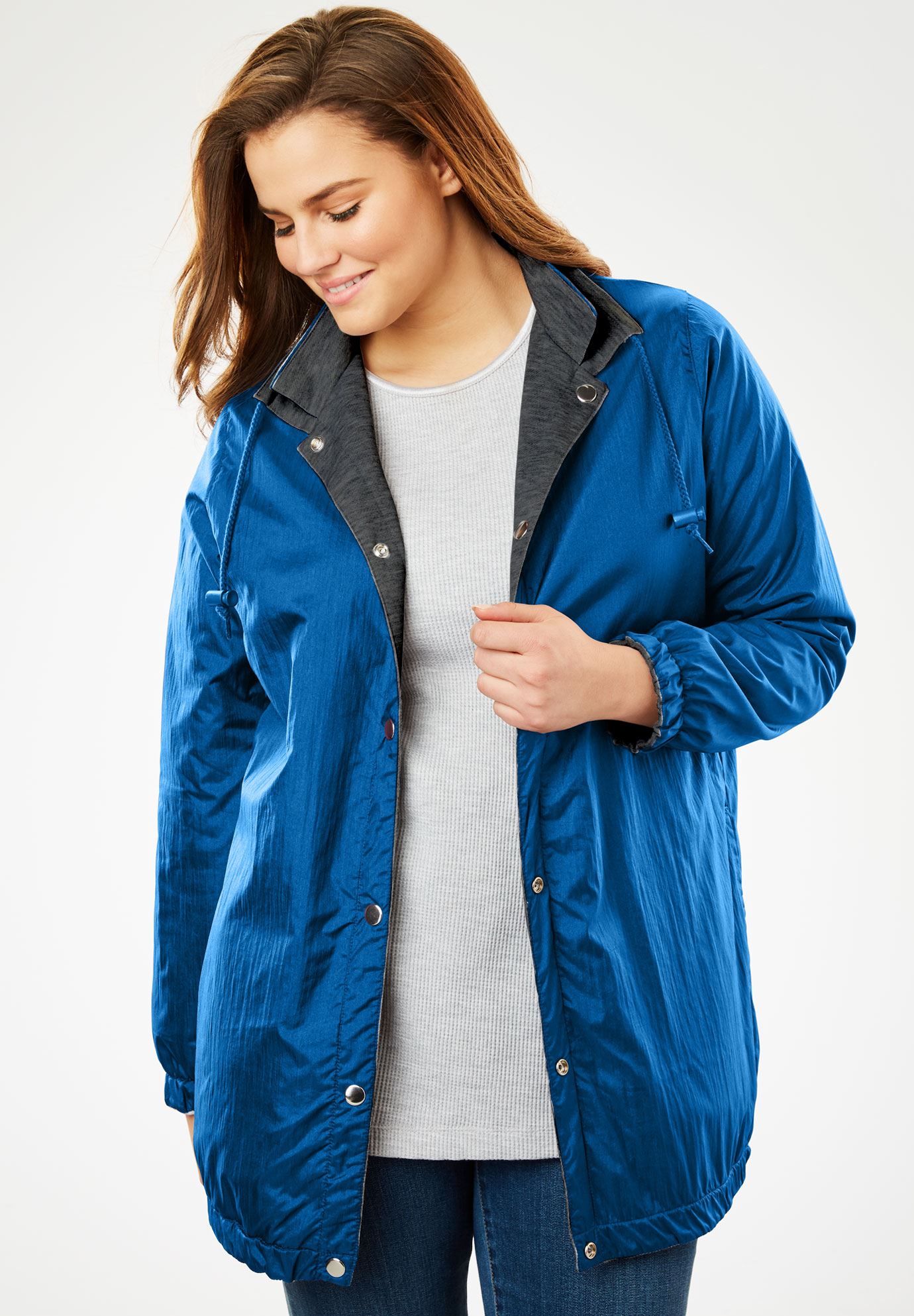 Cozy Fleece Nylon Reversible Jacket | Plus Size Jackets | Woman Within